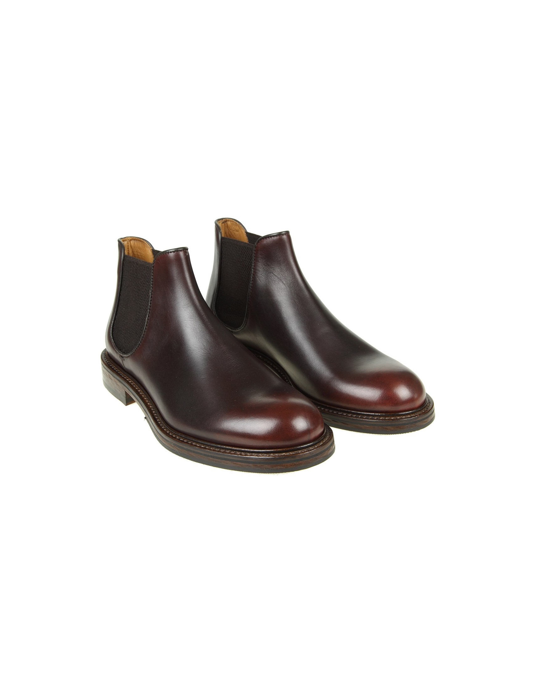 DOUCAL S LEATHER BOOTS AND COLOR BORDEAUX LATERAL ELASTICS
