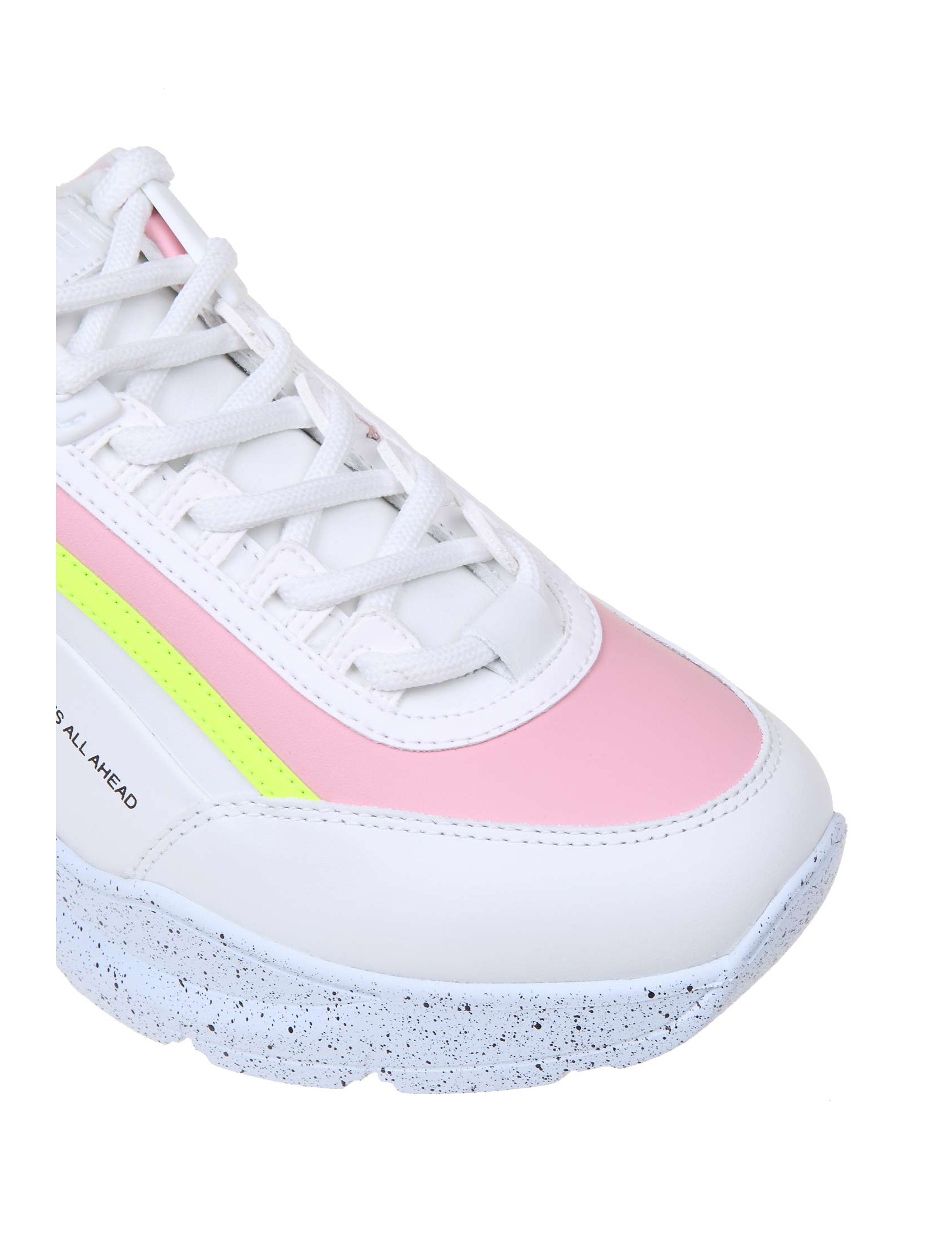 MSGM SNEAKERS IN WHITE LEATHER AND FABRIC