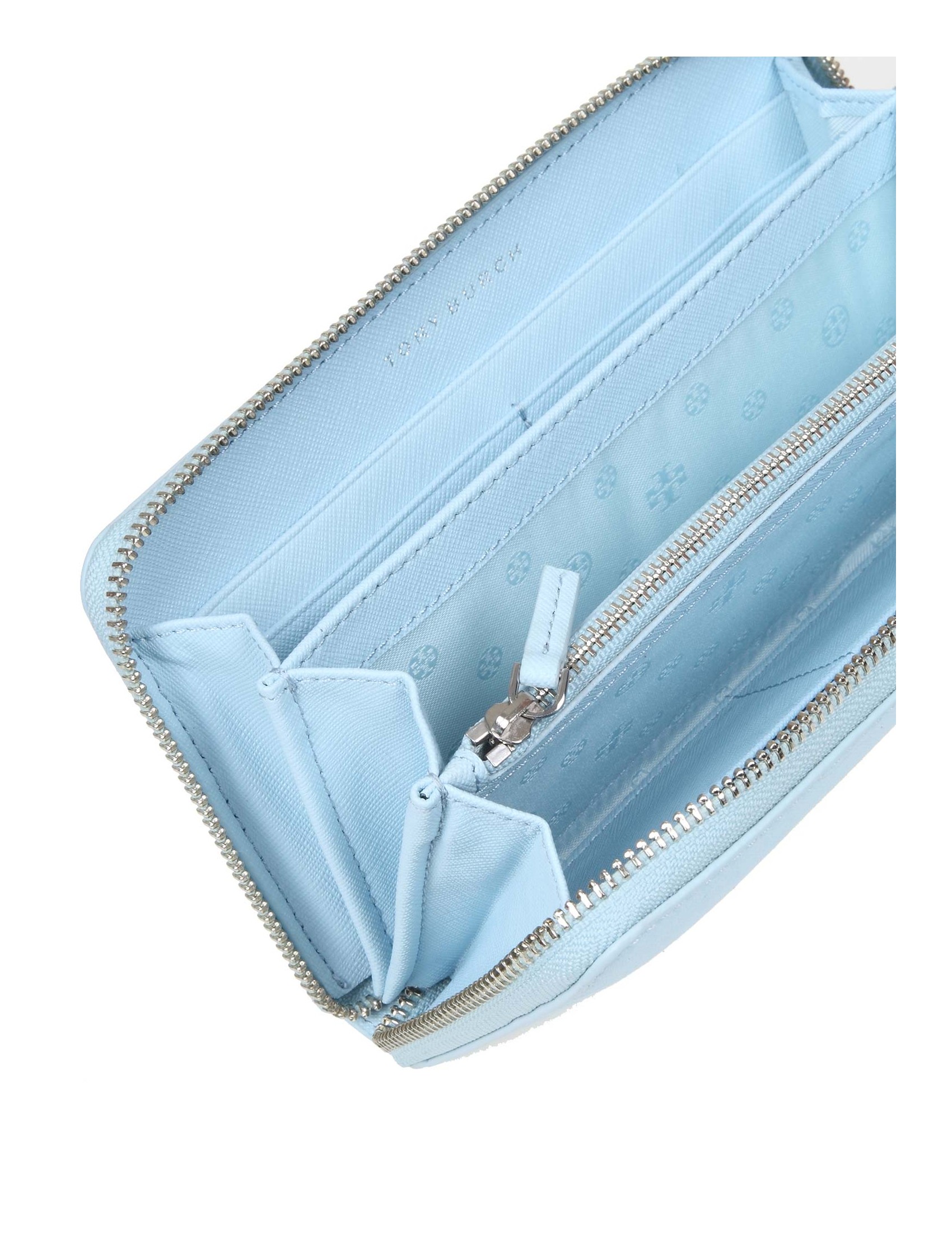 TORY BURCH ROBINSON WALLET IN LIGHT BLUE LEATHER TORY BURCH ROBINSON WALLET IN LIGHT BLUE LEATHER