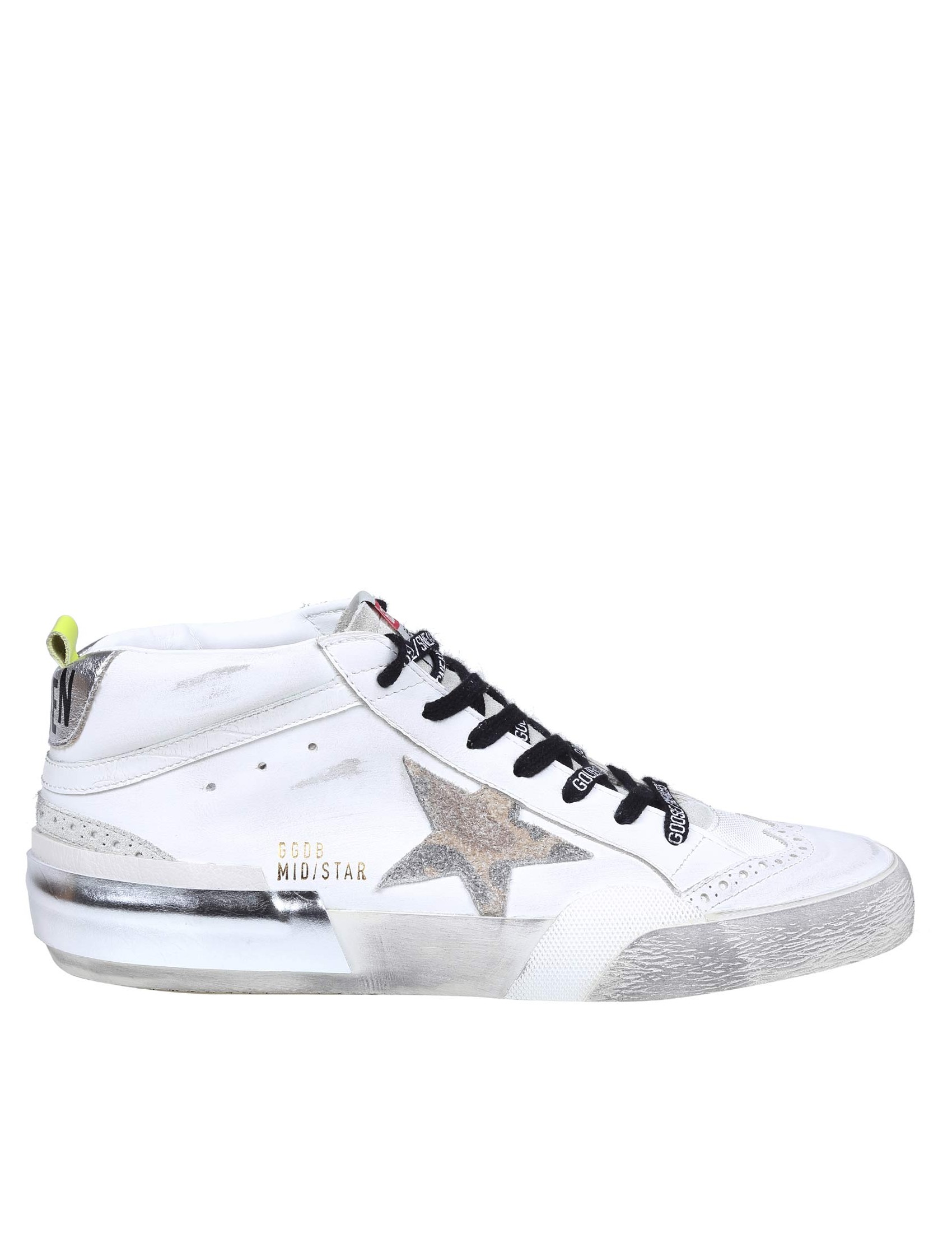 GOLDEN GOOSE MID STAR SNEAKERS IN WHITE LEATHER