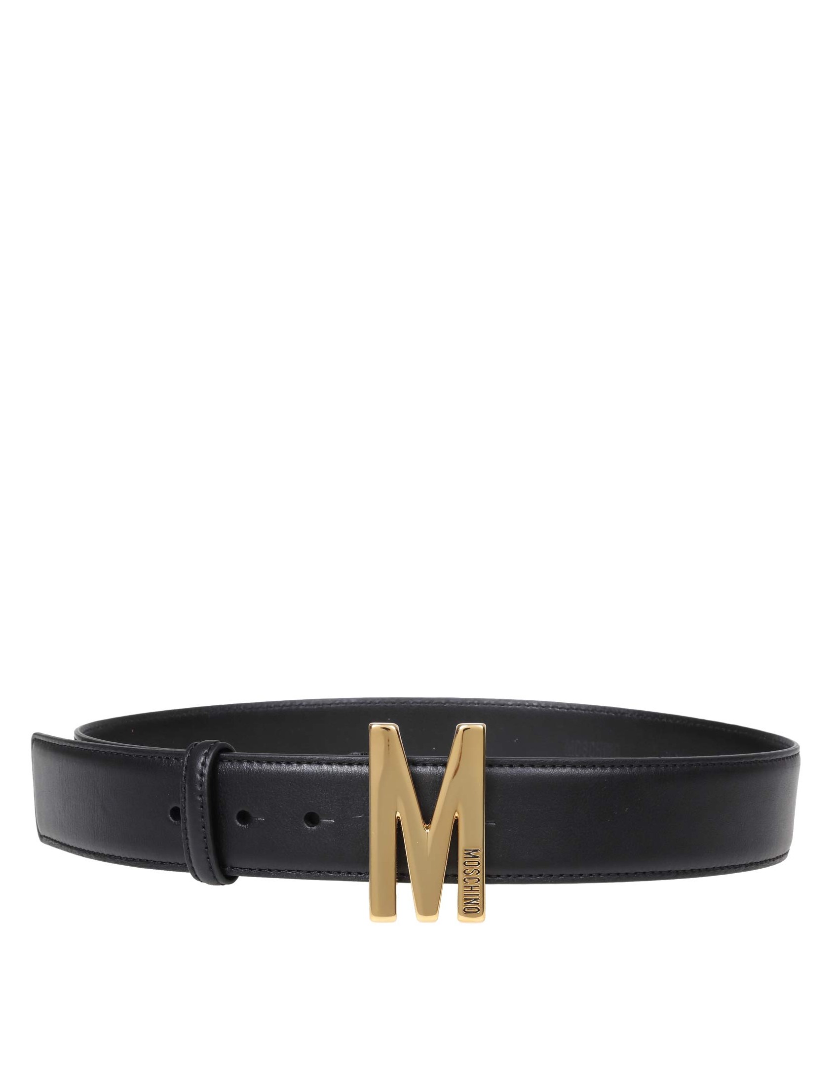 Mens Belts Moschino Belts Moschino Logo Lettering Buckle Belt in Black for Men 