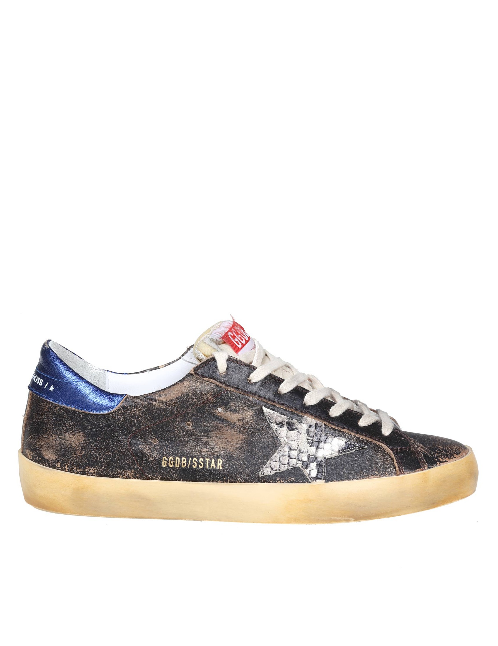 GOLDEN GOOSE SUPERSTAR IN LEATHER WITH PYTHON PRINT STAR