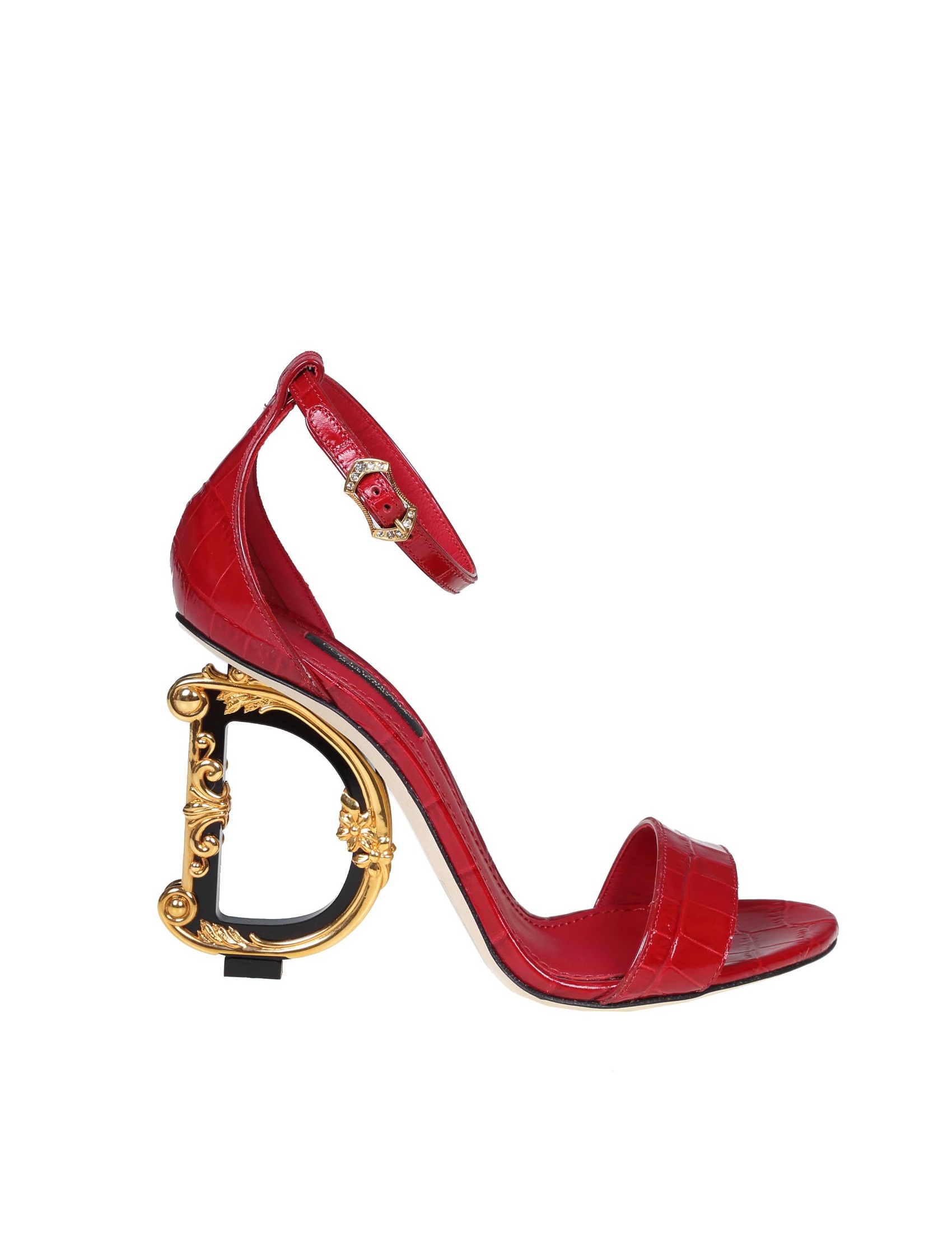 DOLCE & GABBANA DEVOTION SANDAL IN CHERRY COLOR LEATHER