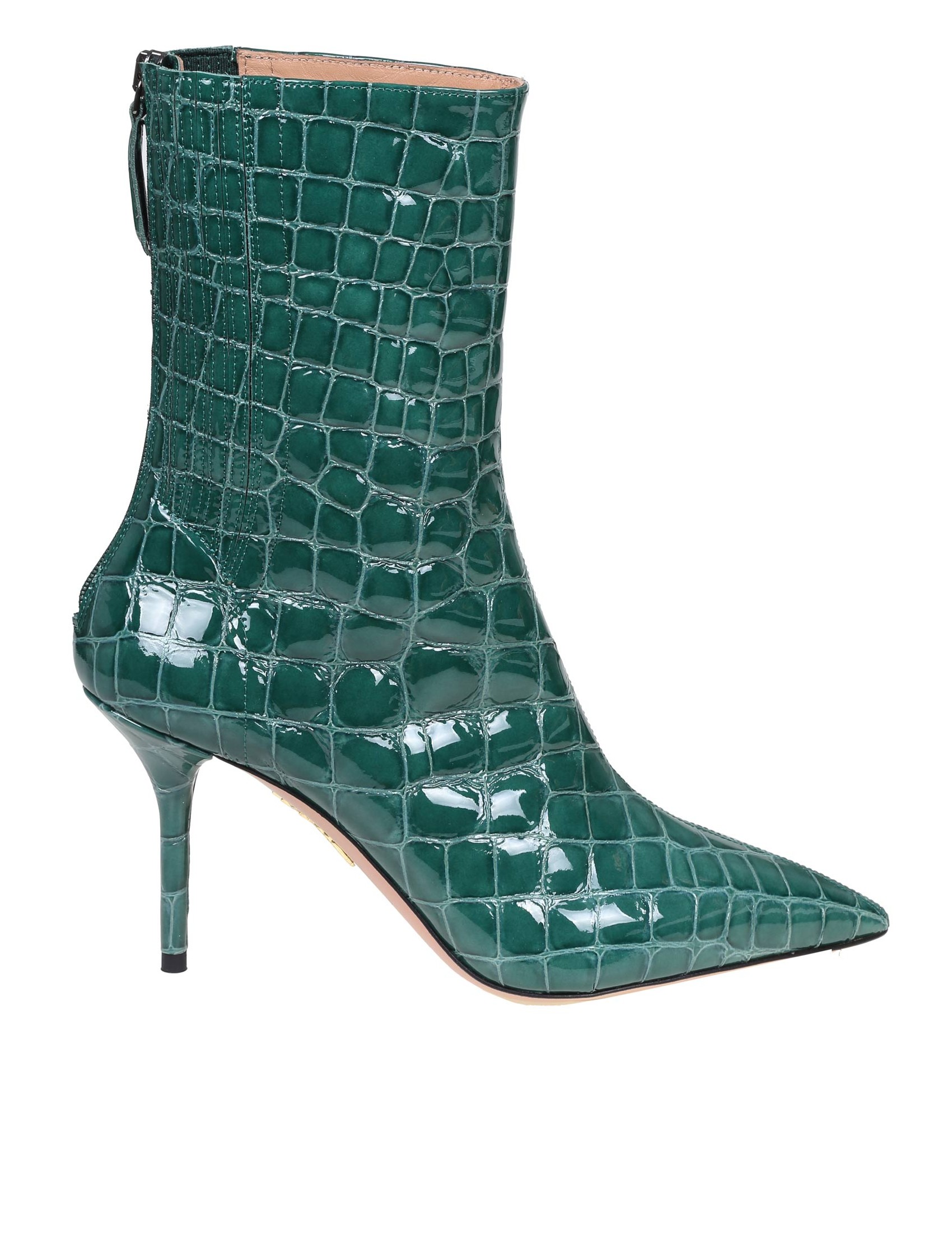 AQUAZZURA SAINT HONORE' ANKLE BOOT IN GREEN LEATHER