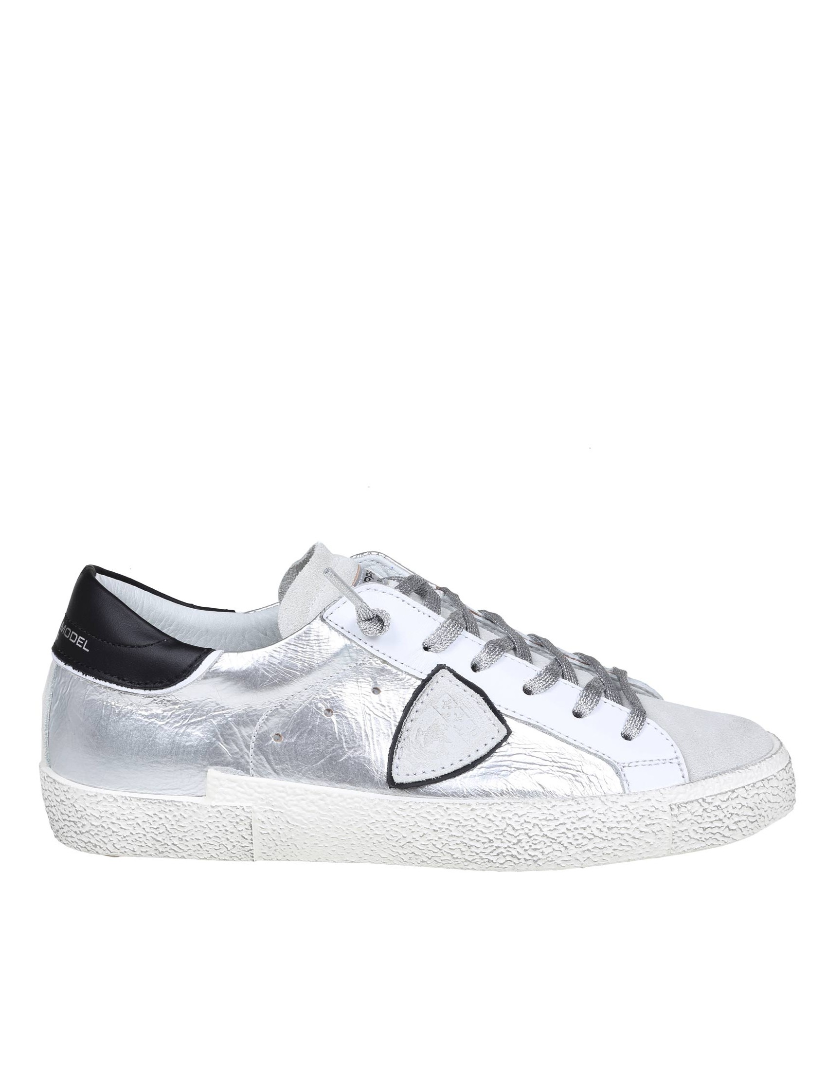 PHILIPPE MODEL PRSX SNEAKERS IN LAMINATED LEATHER