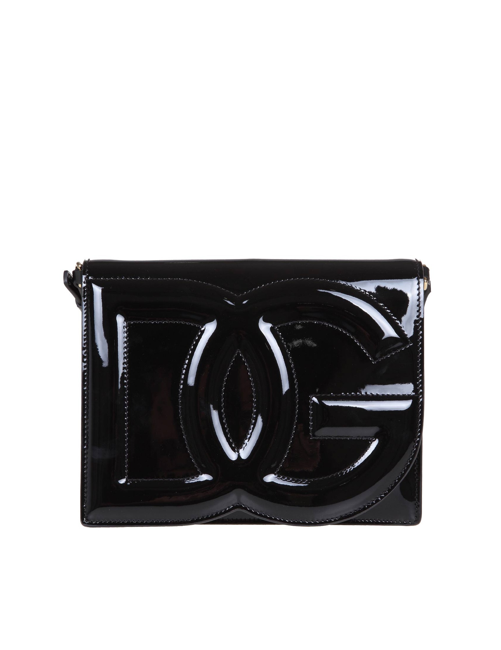 DOLCE & GABBANA PATENT LEATHER CROSSBODY BAG WITH LOGO