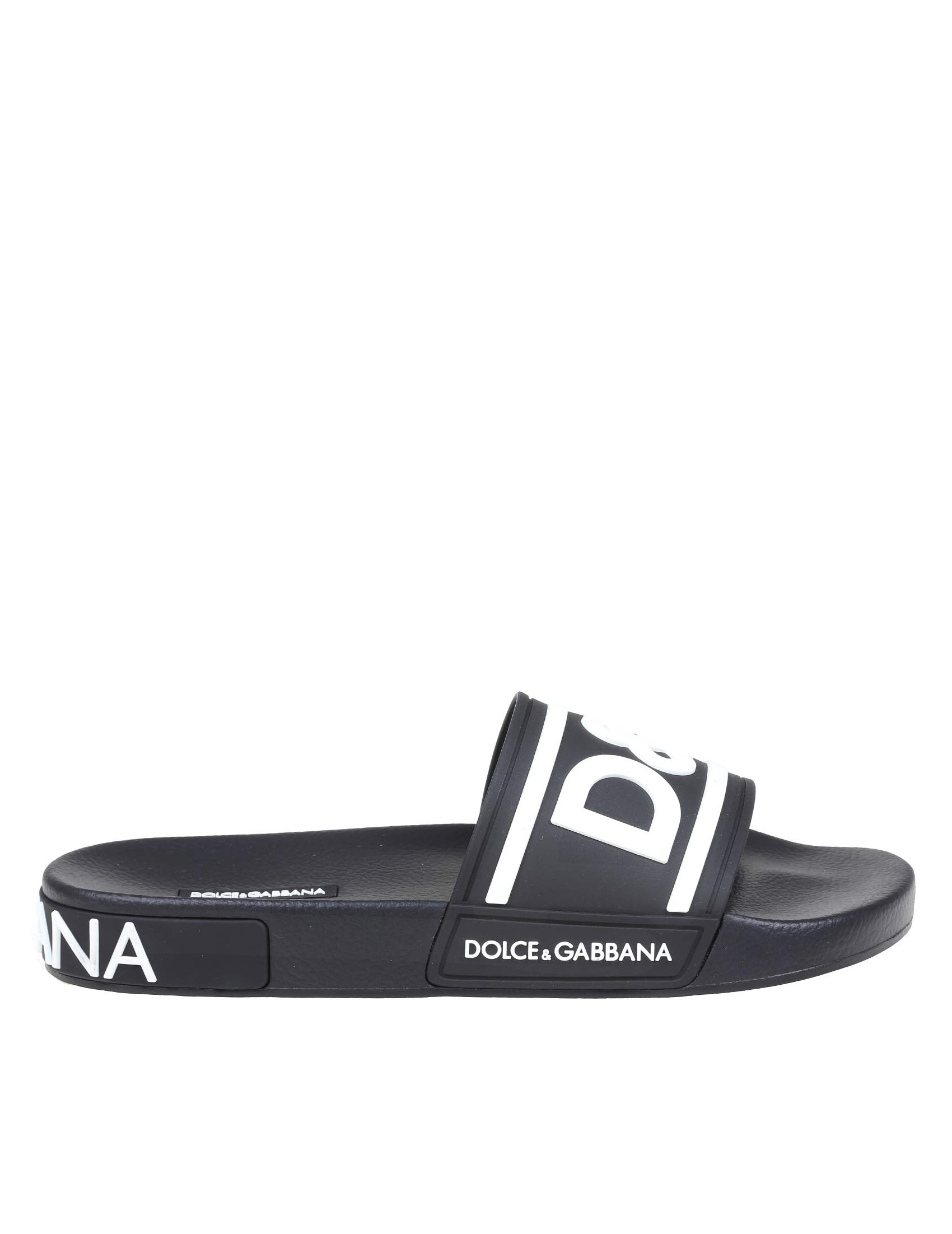 DOLCE & GABBANA RUBBER SLIPPERS WITH BLACK LOGO