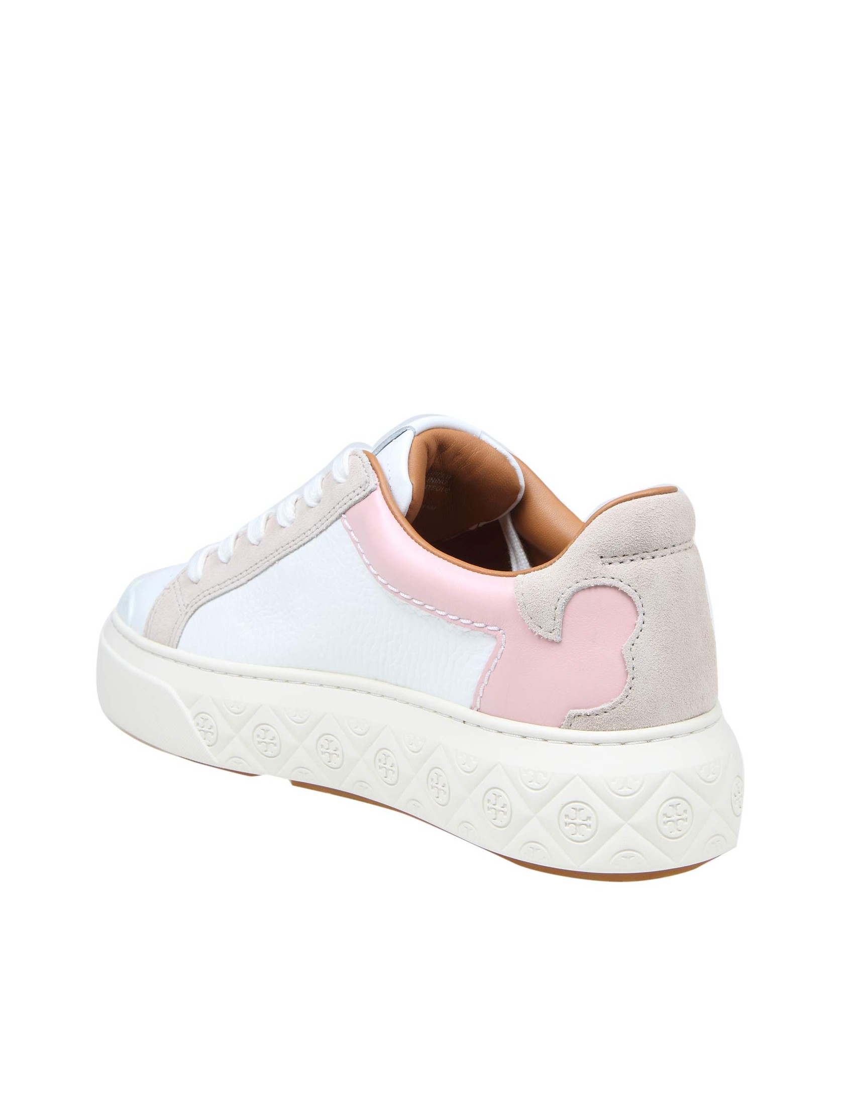 TORY BURCH LADYBUG SNEAKERS IN WHITE AND PINK LEATHER