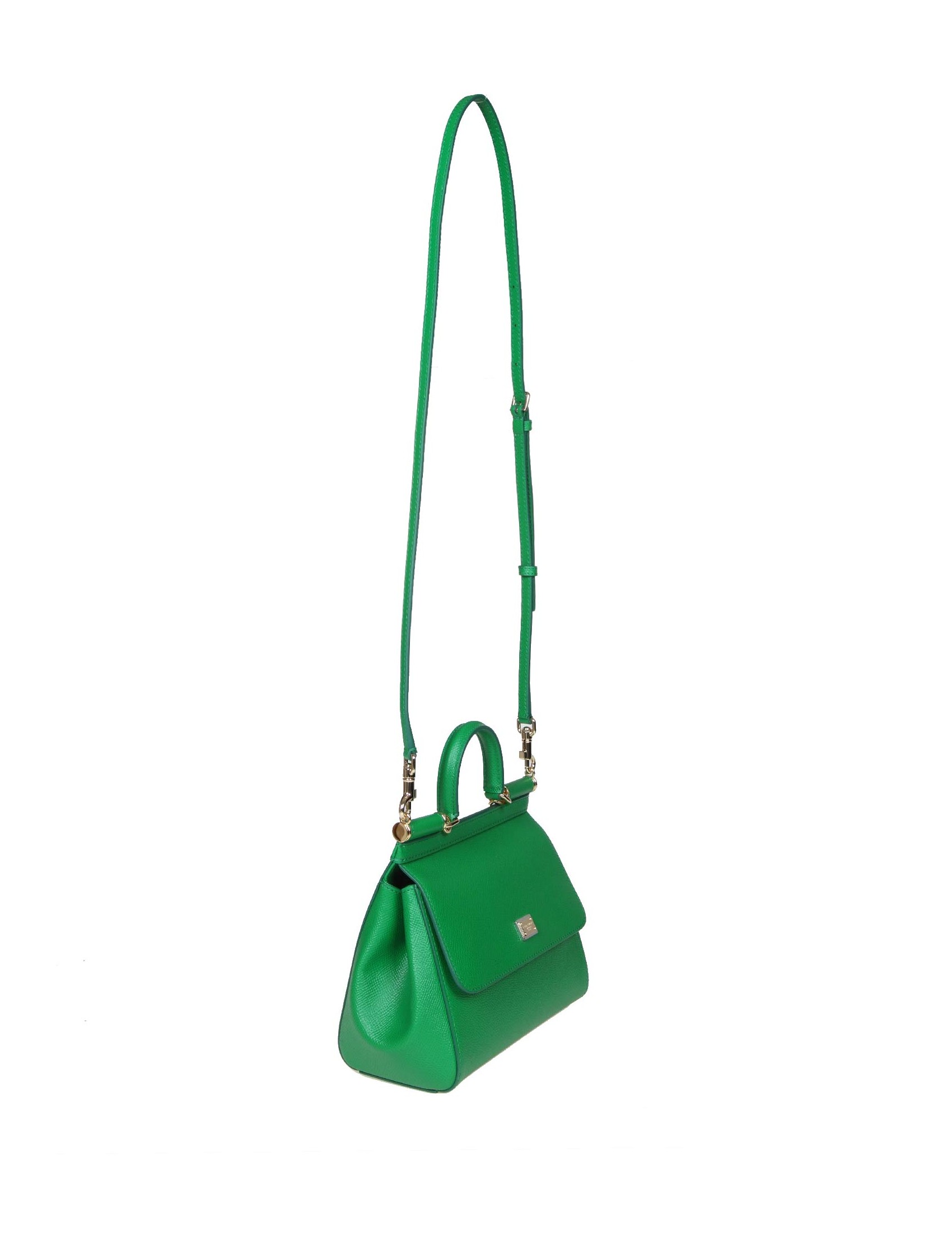 Sicily Small Leather Shoulder Bag in Green - Dolce Gabbana