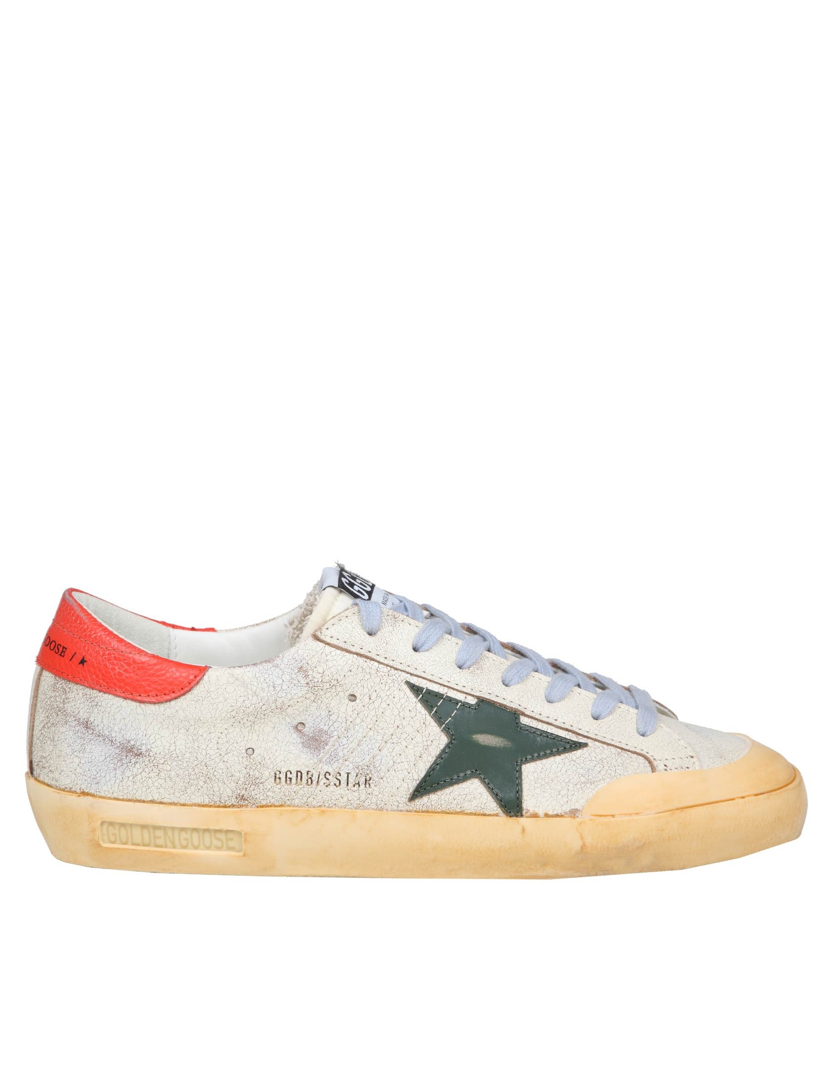 GOLDEN GOOSE SUPERSTAR IN WHITE AND GREEN LEATHER