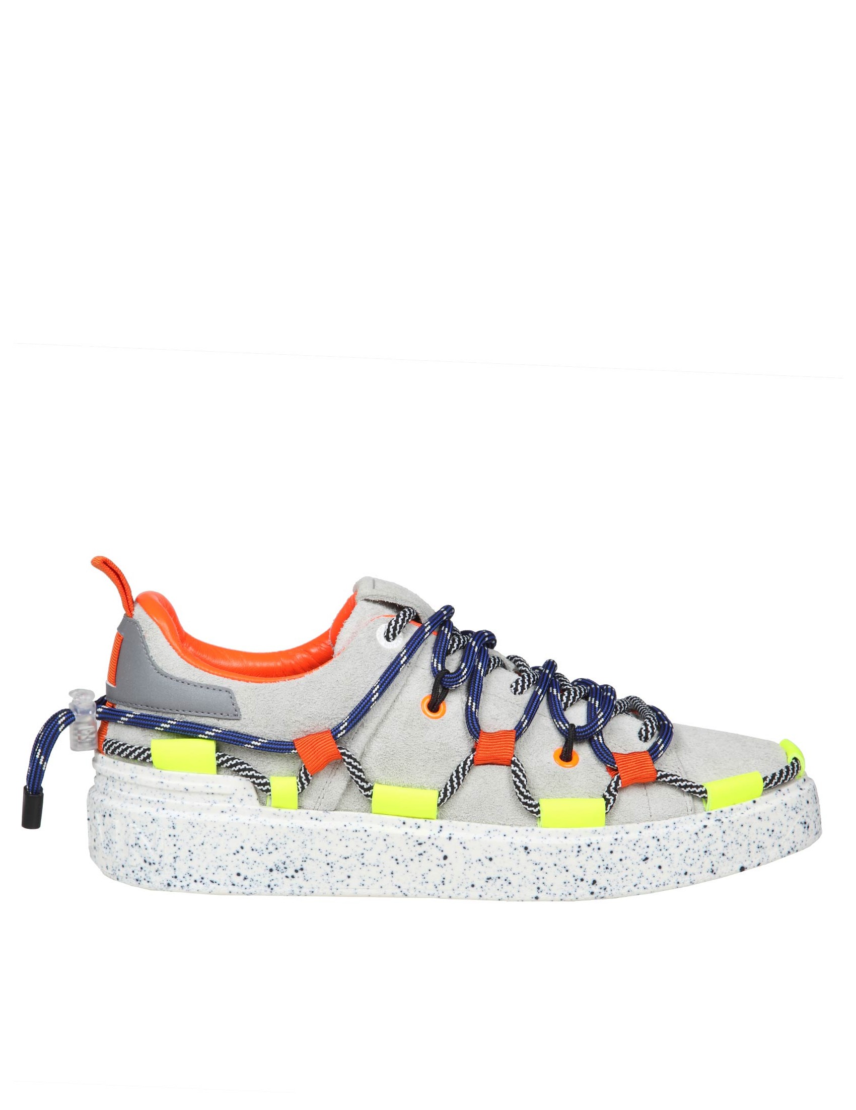 BALMAIN B COURT SNEAKERS IN SUEDE WITH MULTICOLOR LACES