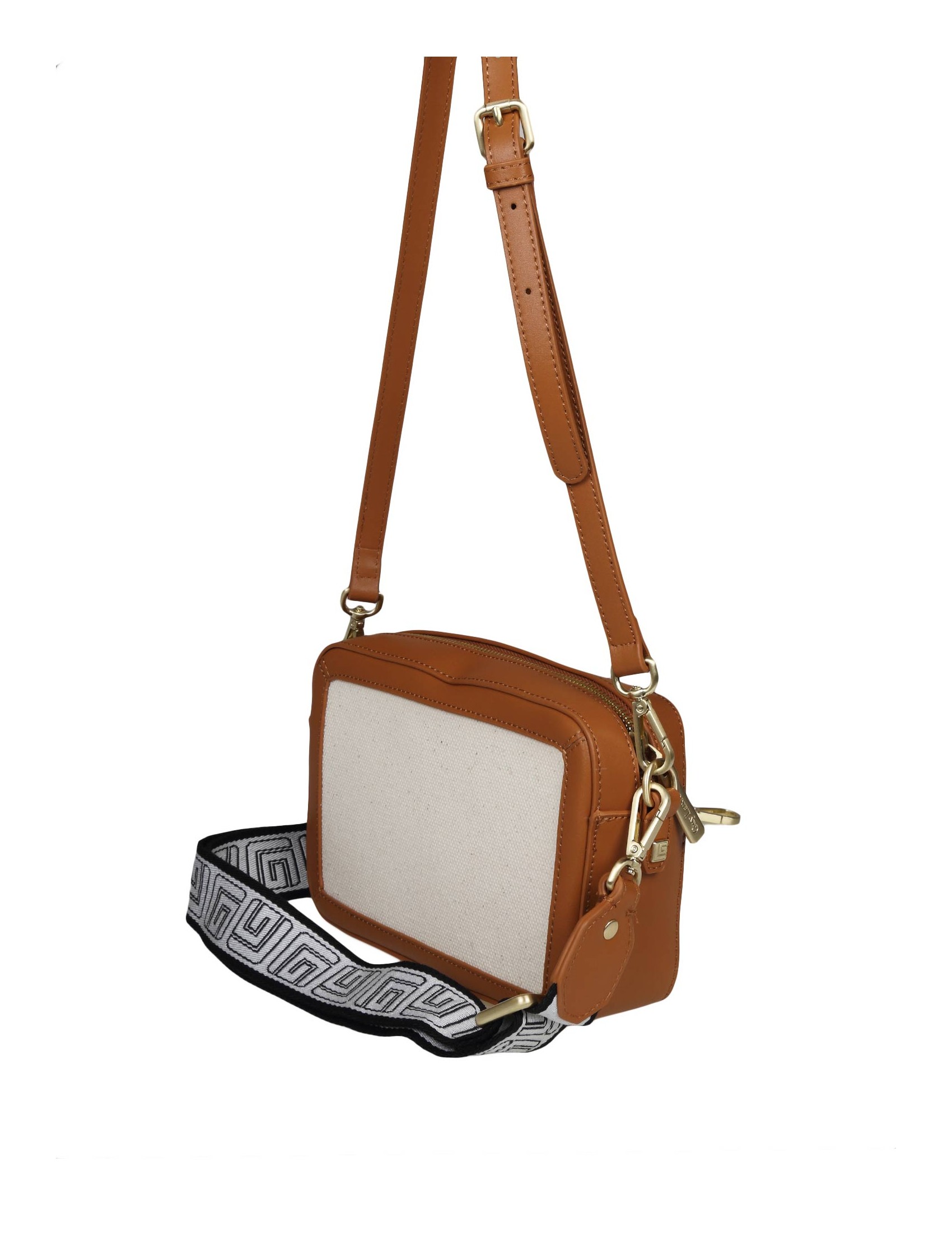 GUY LAROCHE CAMERA BAG IN CANVAS AND LEATHER