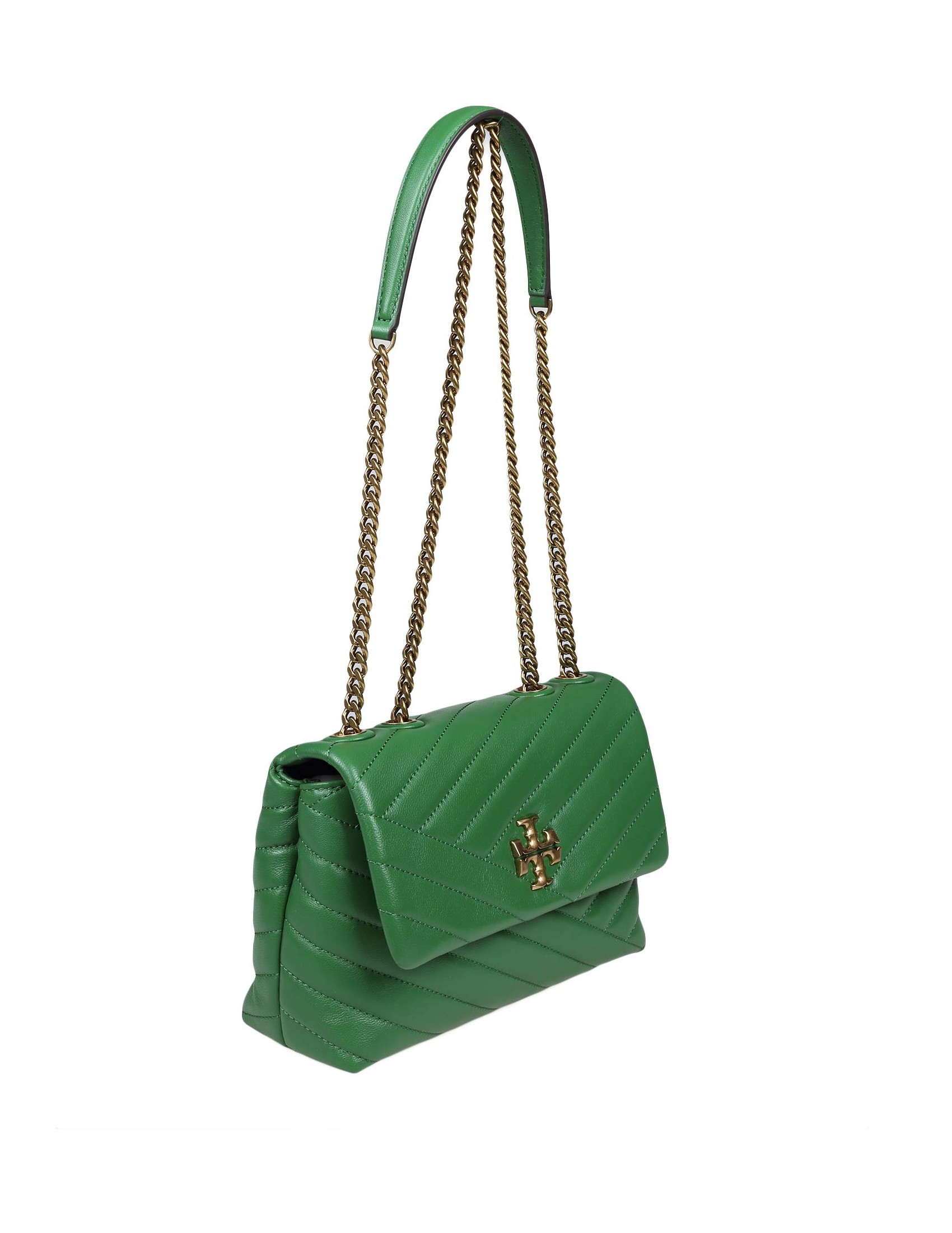 Tory Burch 90452 KIRA CHEVRON SMALL CONVERTIBLE SHOULDER Bag Green
