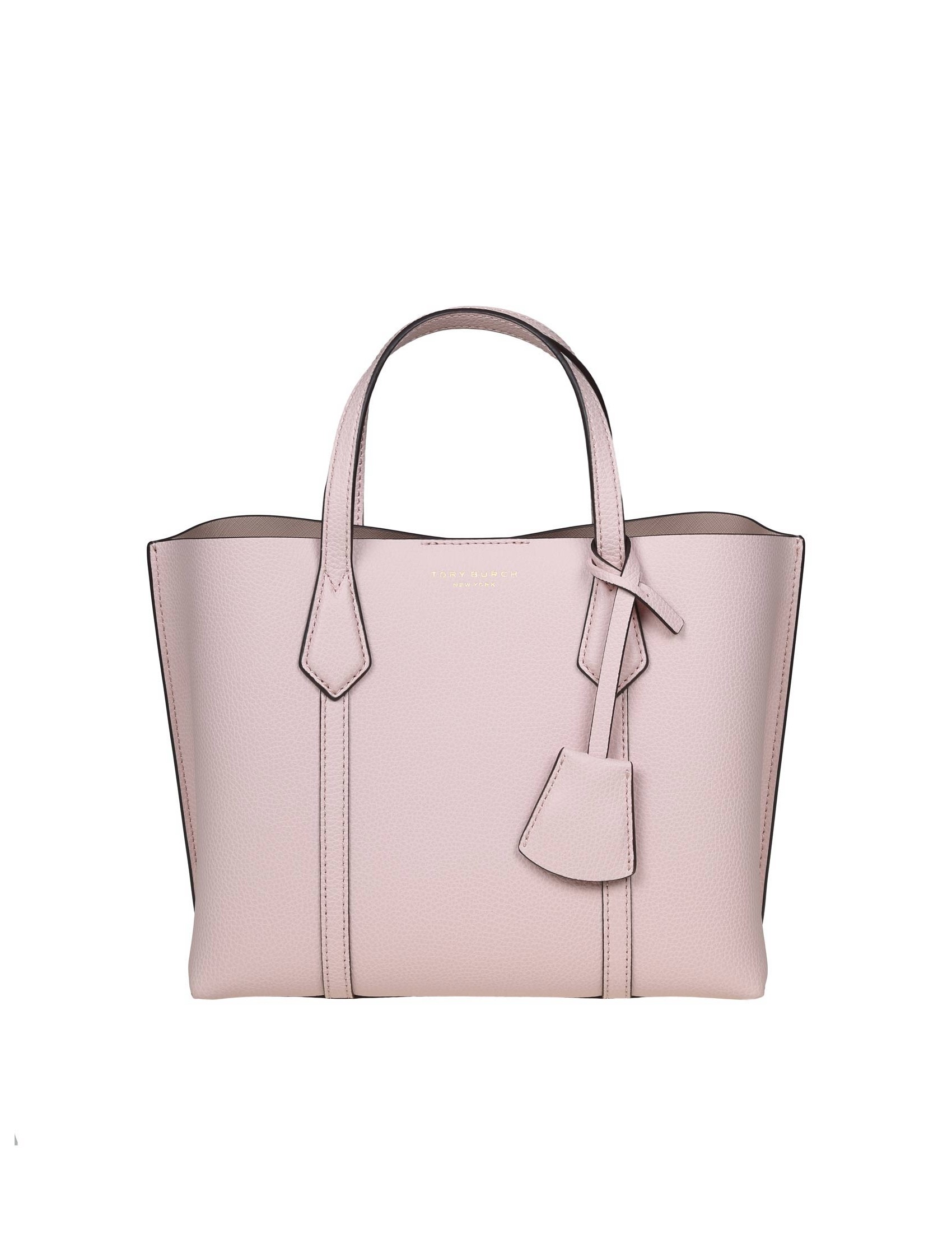 TORY BURCH SHOPPING PERRY SMALL TRIPLE-COMPARTMENT TOTE IN PINK LEATHER
