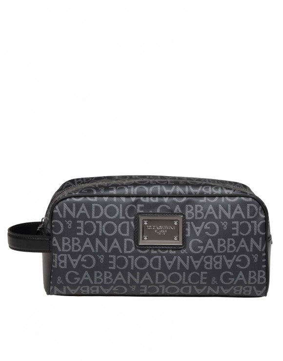 DOLCE GABBANA NECESSAIRE IN LOGOED FABRIC