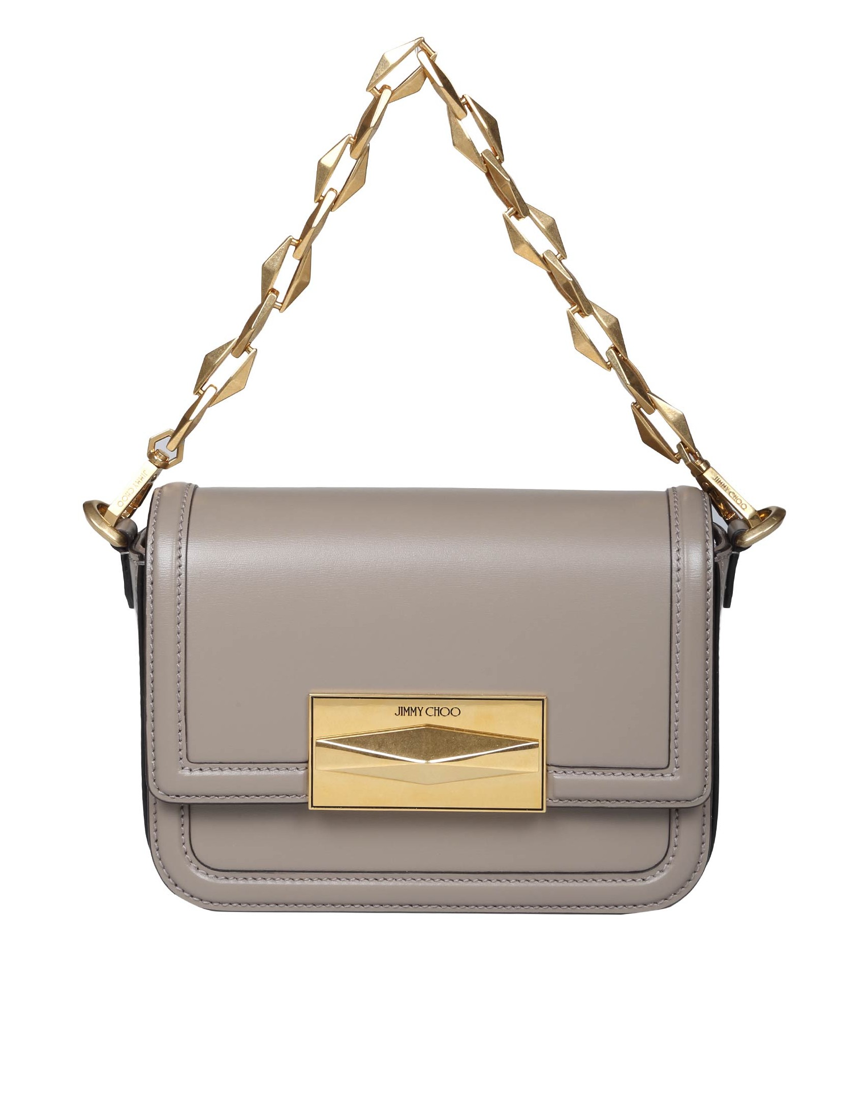 JIMMY CHOO DIAMOND CROSSBODY BAG IN TAUPE COLOR LEATHER
