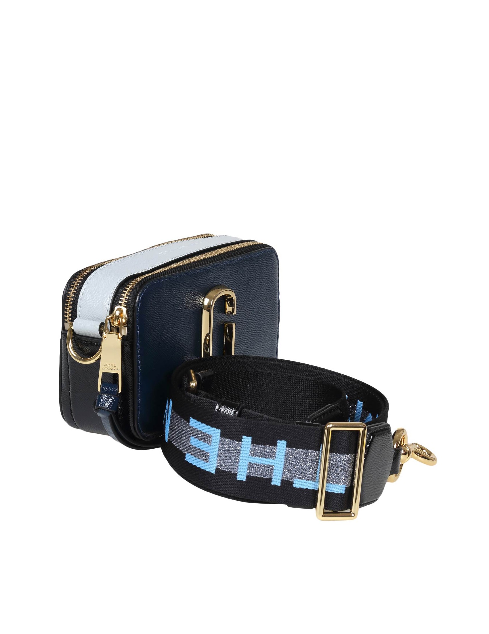 MARC JACOBS SNAPSHOT BAG IN BLUE LEATHER