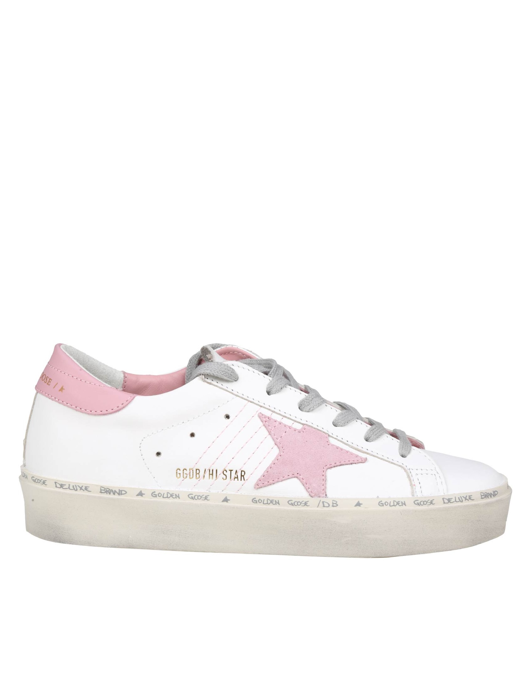 GOLDEN GOOSE HI STAR IN WHITE AND PINK LEATHER