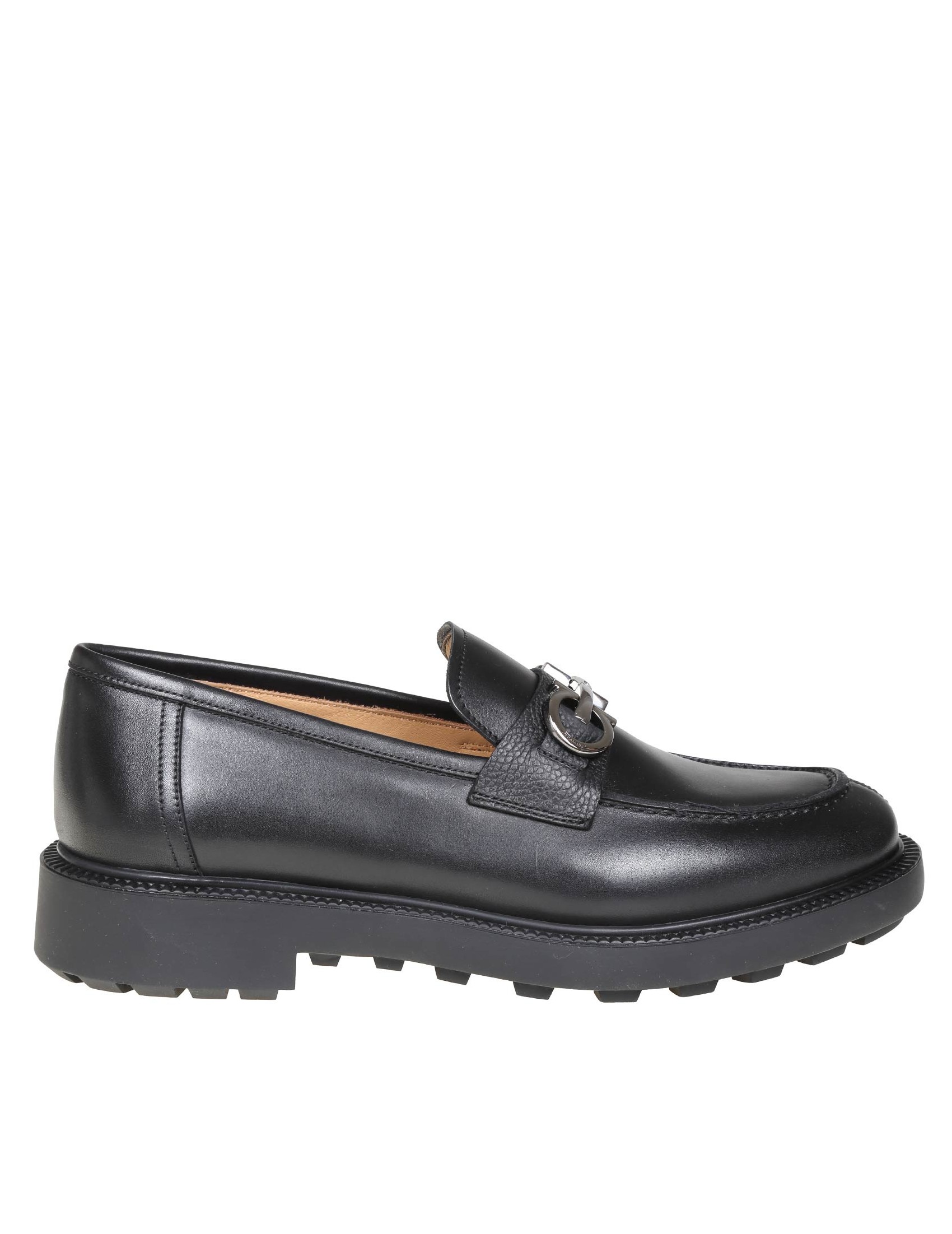 FERRAGAMO GALLES LOAFERS IN LEATHER WITH GANCINI BUCKLE