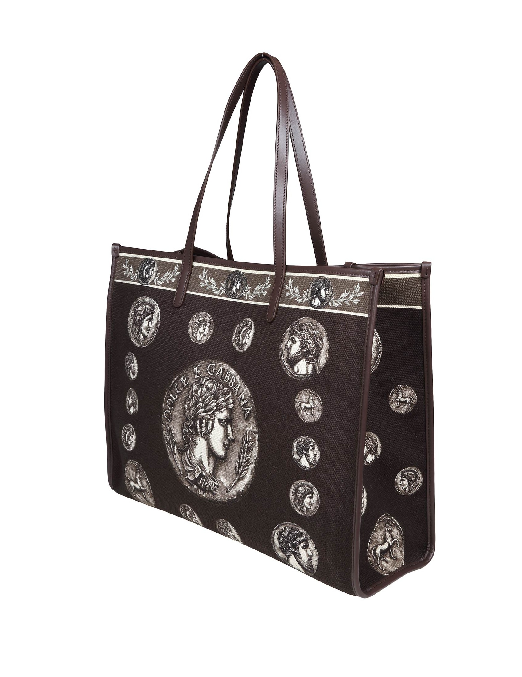 Dolce & Gabbana Small Shopping Bag In Canvas With D&g Milano Logo