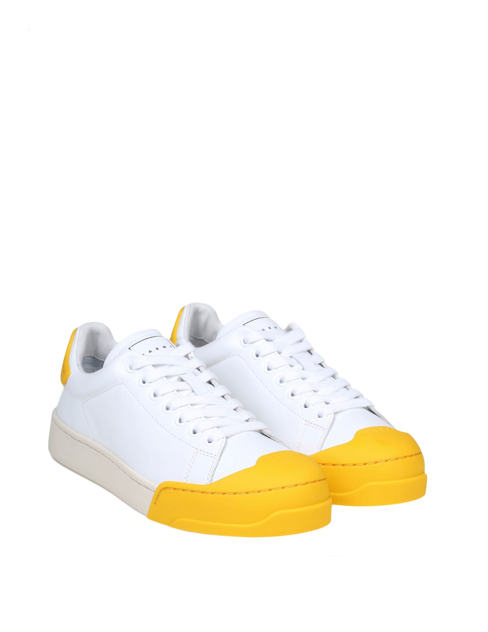 MARNI SNEAKERS IN LEATHER COLOR WHITE AND YELLOW