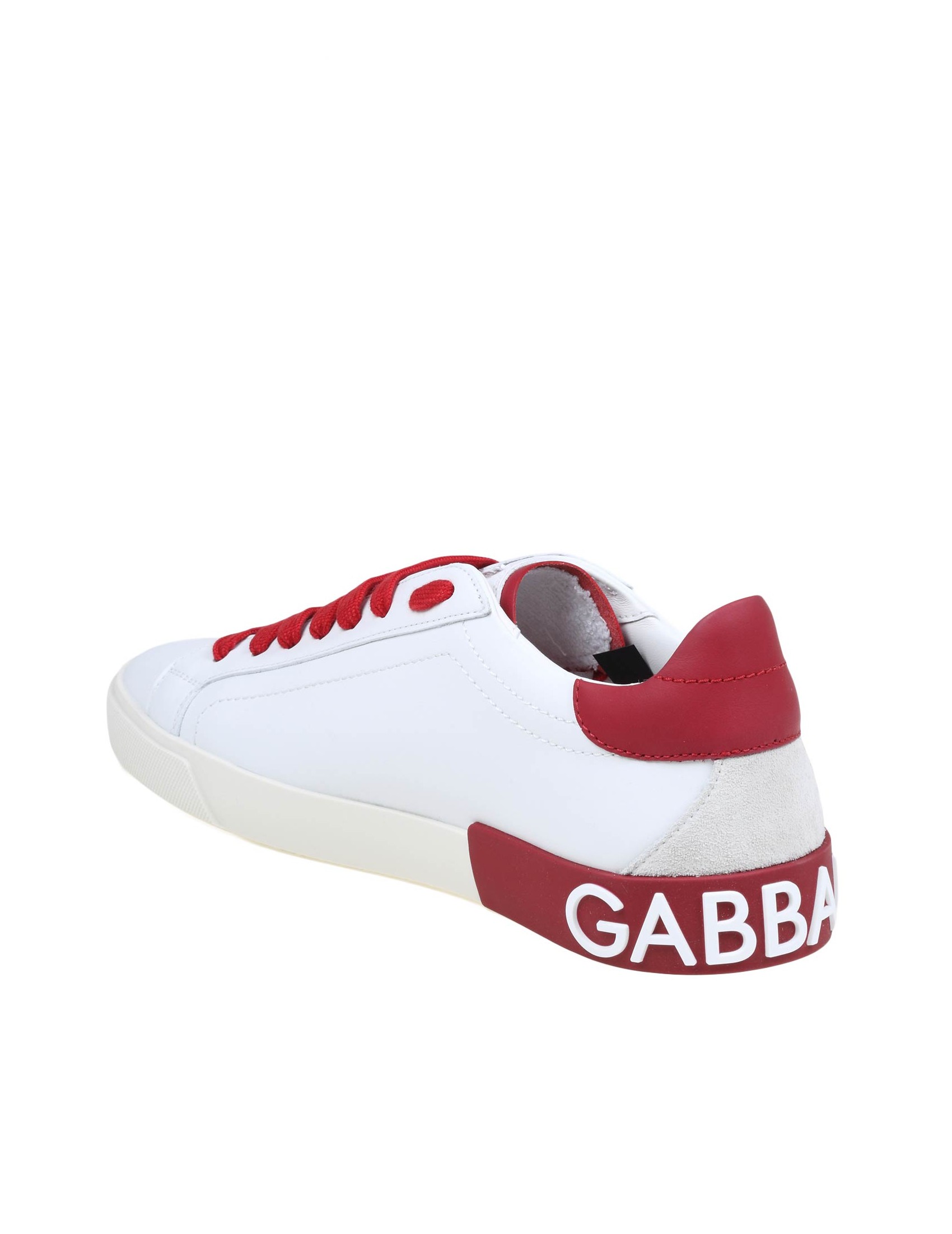 DOLCE GABBANA LOW SNEAKERS IN WHITE AND RED CALFSKIN