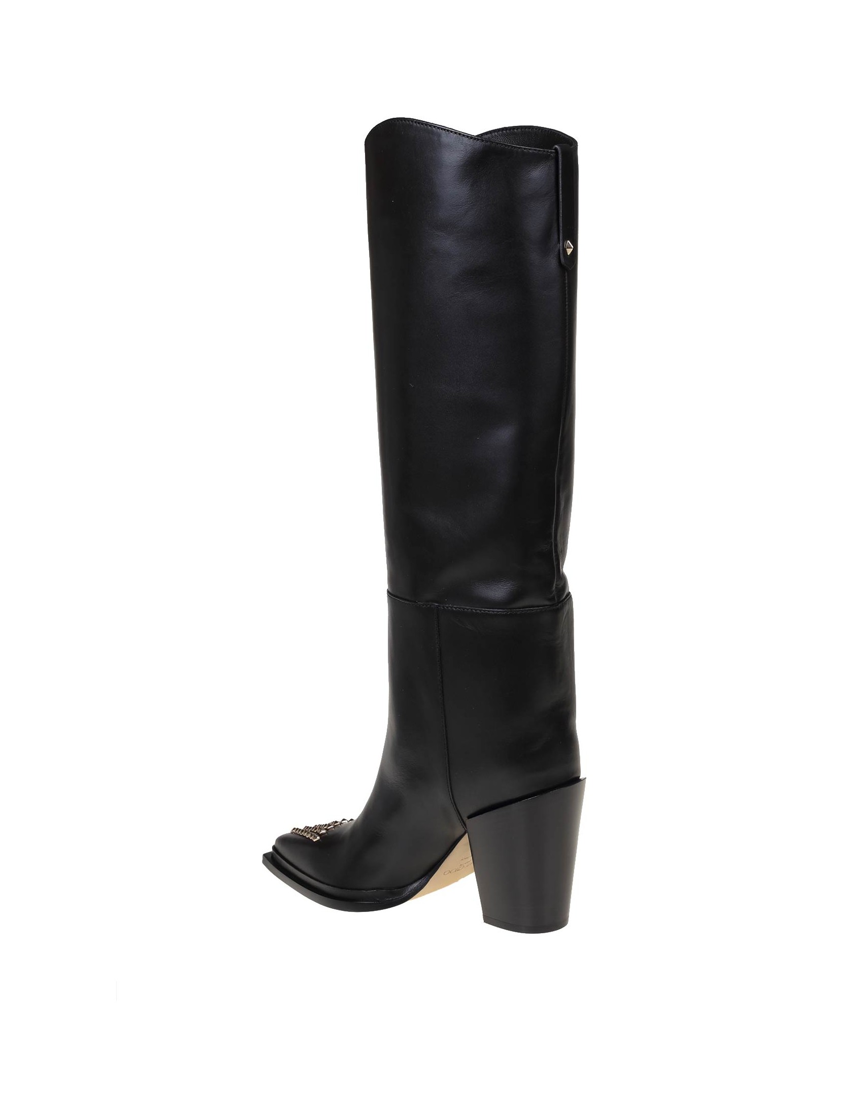 JIMMY CHOO CECE 80 BOOTS IN BLACK LEATHER
