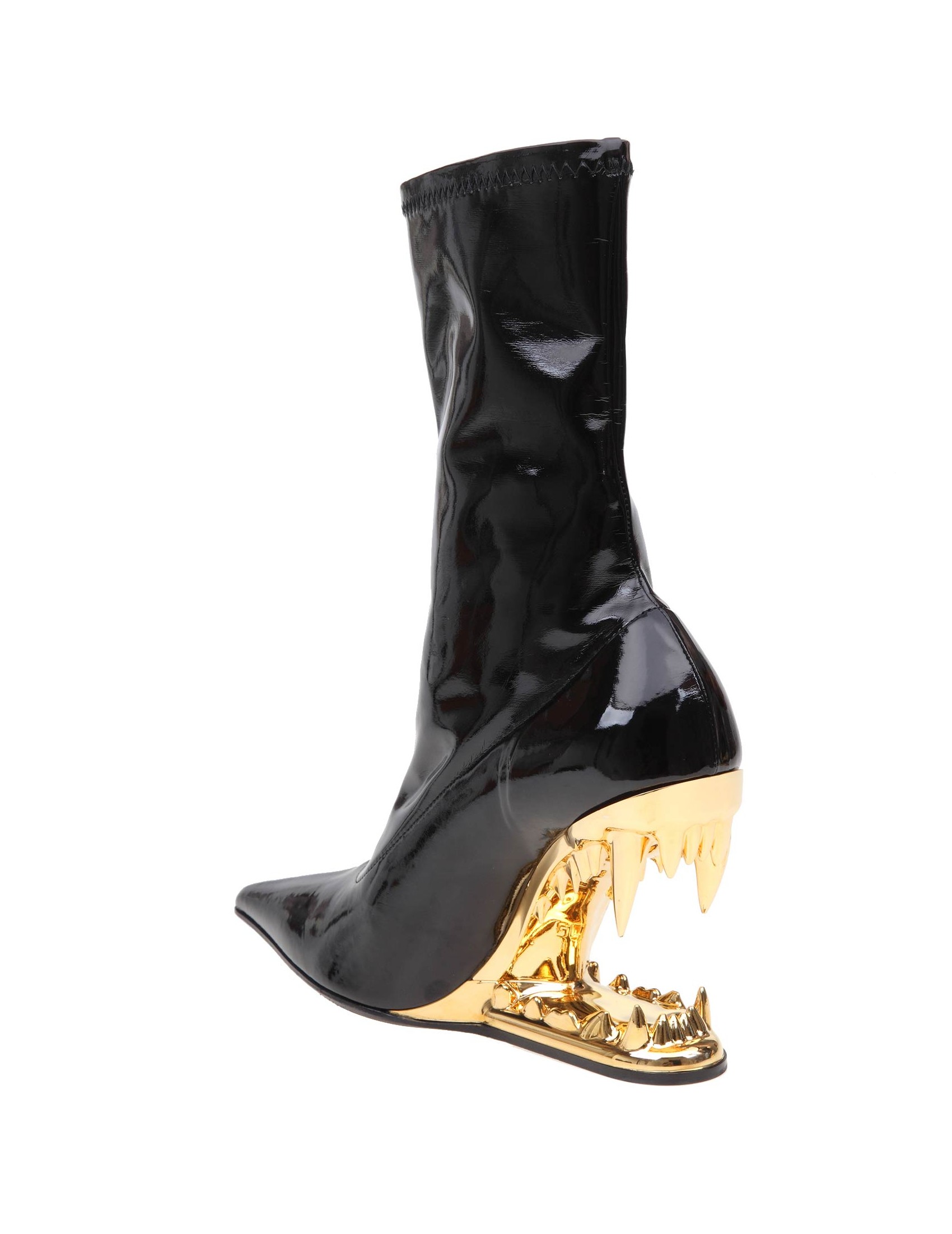 GCDS DECOLLETE TRONCHETTO MORSO VINILE ELASTICIZZATO COLORE NERO