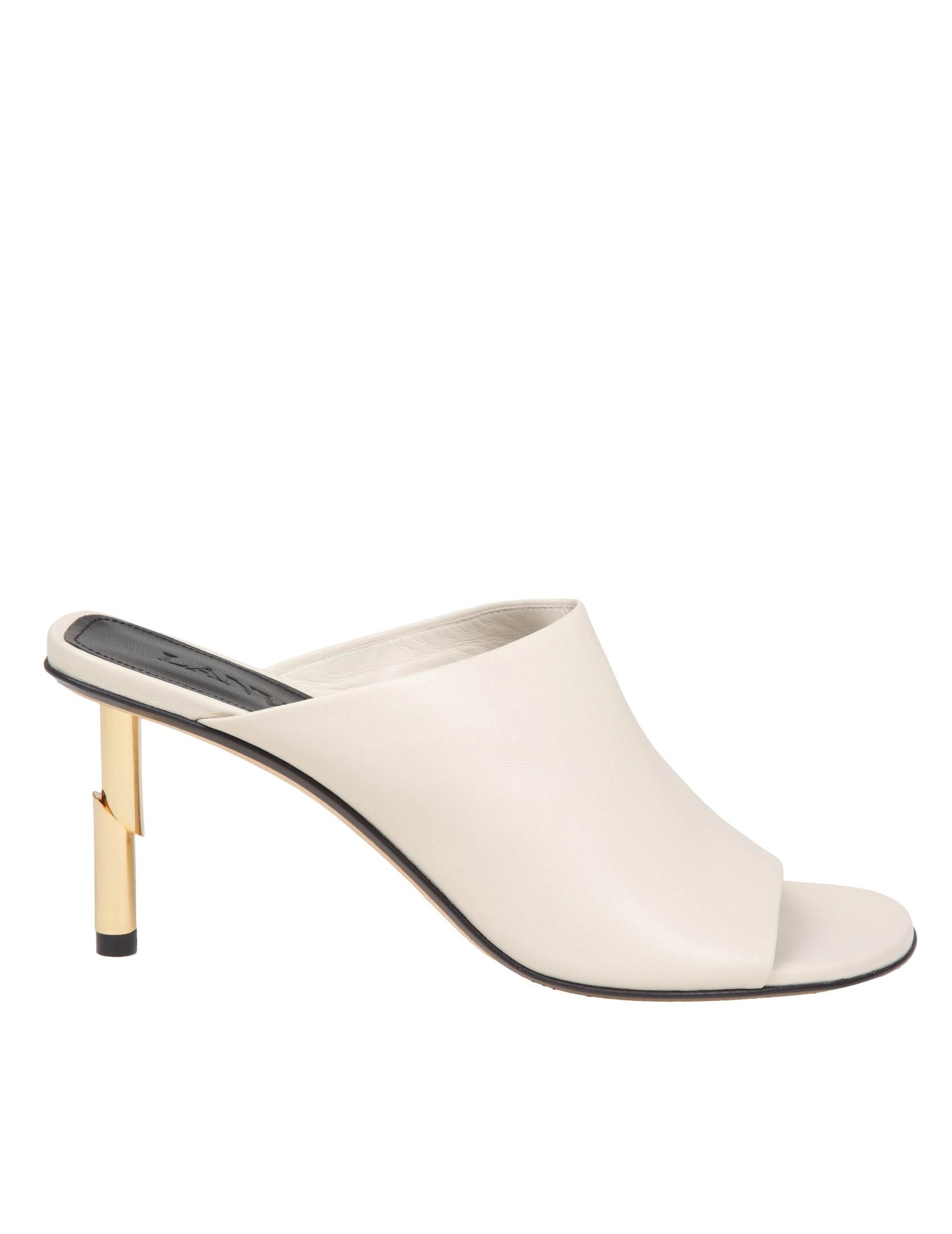 LANVIN MULES IN MILK COLOR LEATHER WITH GOLD HEEL
