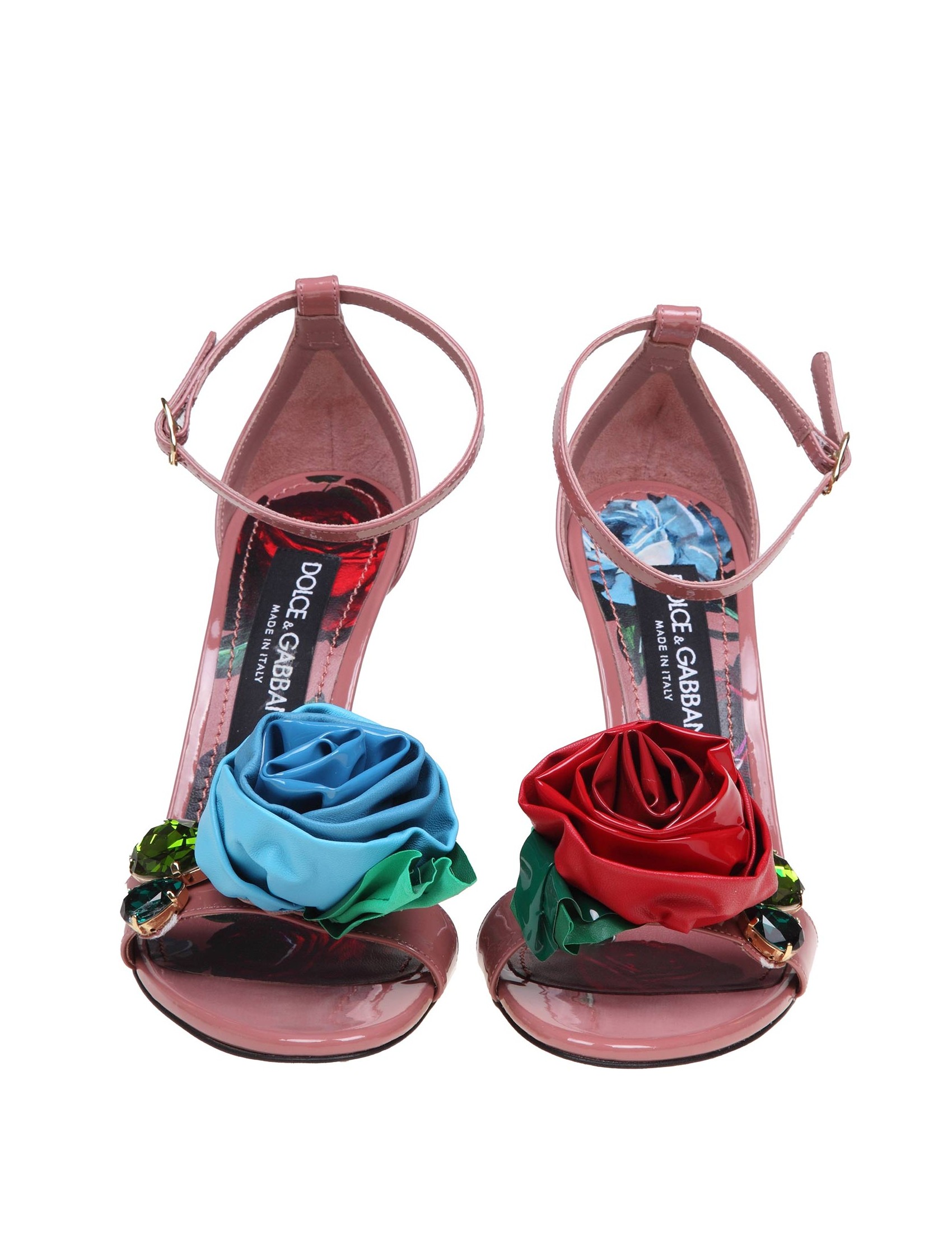 DOLCE GABBANA SANDALO KIERA IN VERNICE CON FIORE APPLICATO