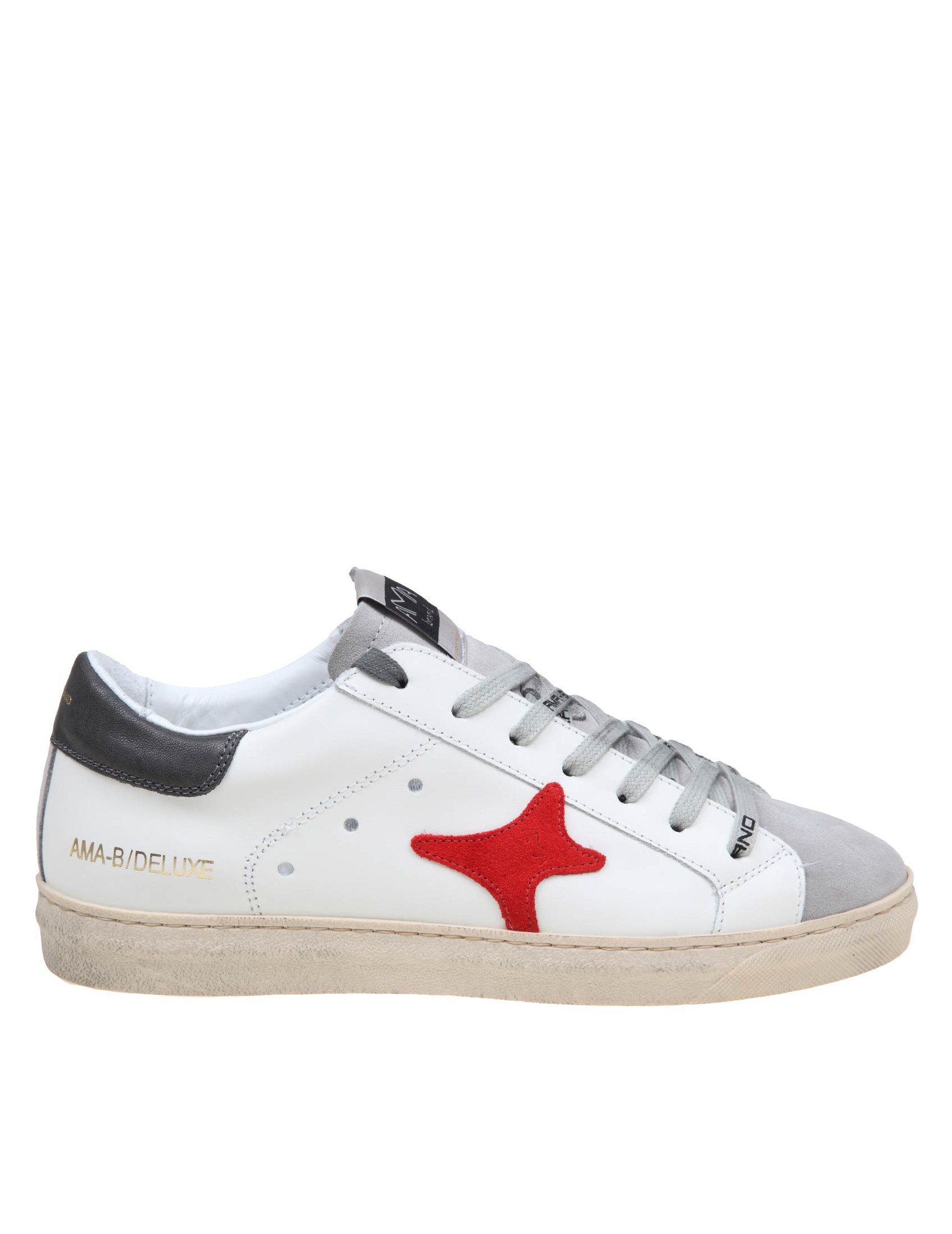 AMA BRAND WHITE AND RED LEATHER SNEAKERS