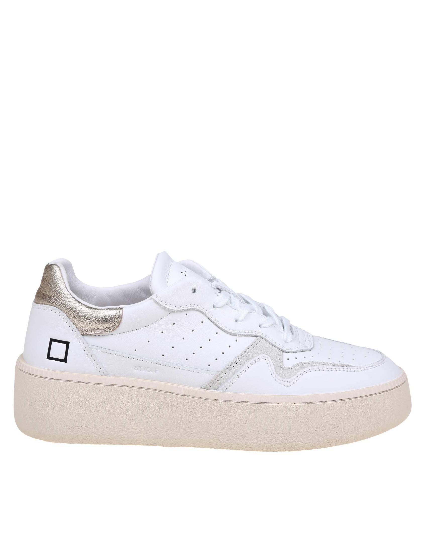 D.A.T.E.  STEP SNEAKERS IN WHITE LEATHER