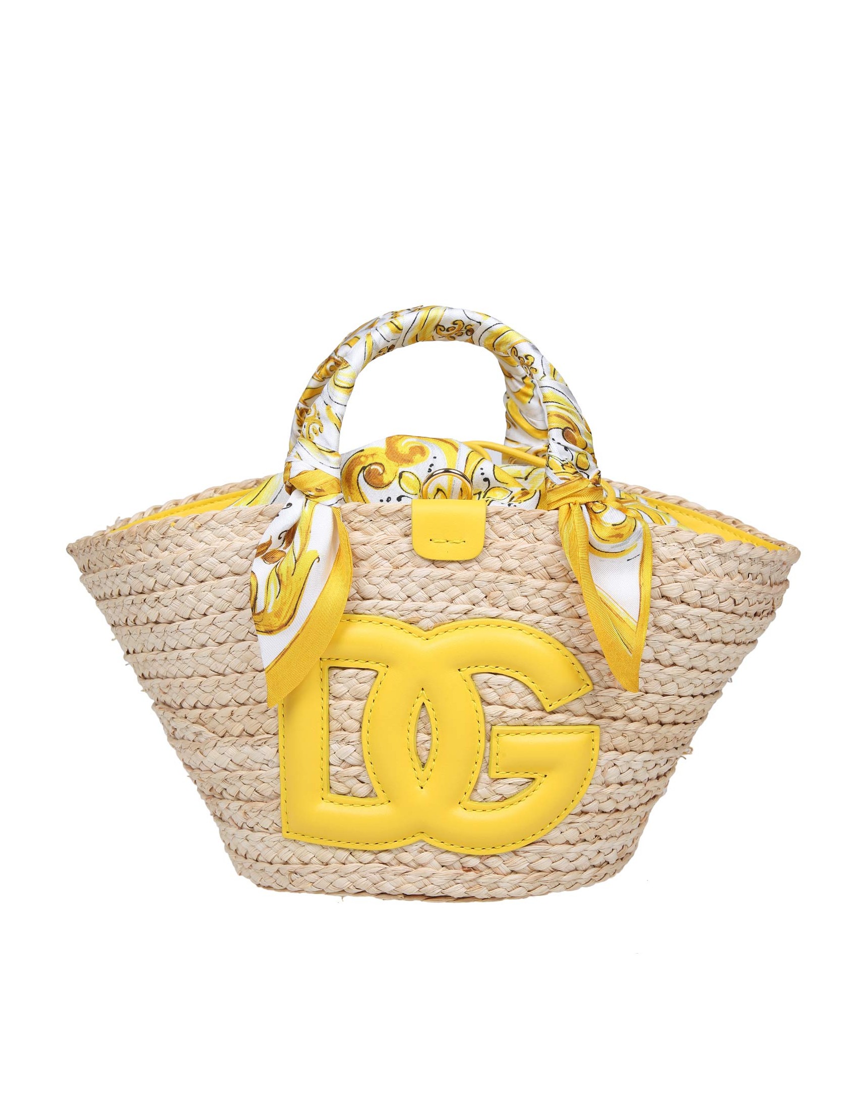 DOLCE GABBANA KENDRA HAND BAG IN YELLOW STRAW