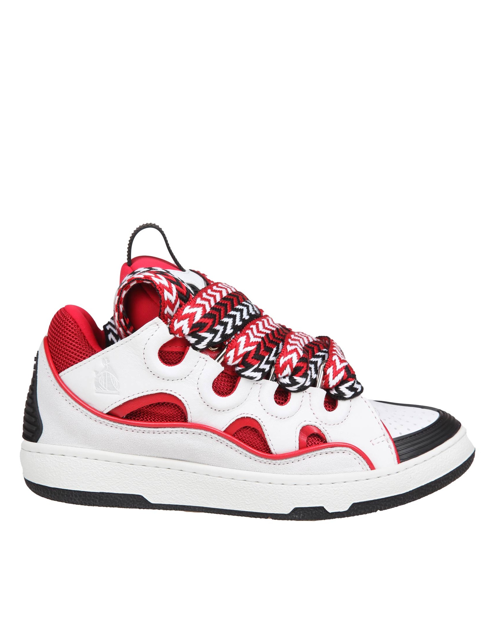 LANVIN CURB SNEAKER LANVIN CURB SNEAKERS IN PELLE E CAMOSCIO COLORE BIANCO E ROSSO