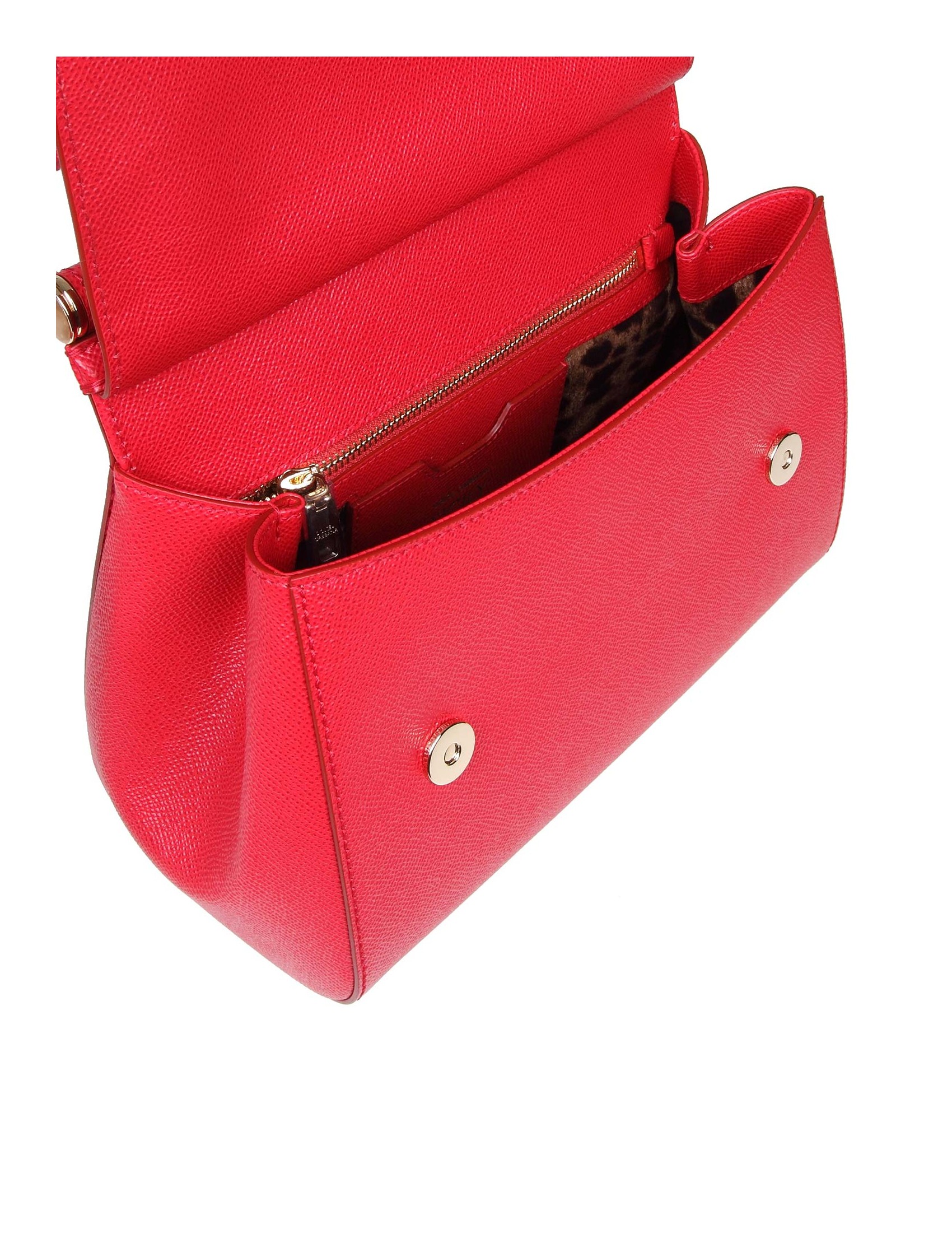 DOLCE GABBANA MEDIUM SICILY BAG IN DAUPHINE LEATHER RED