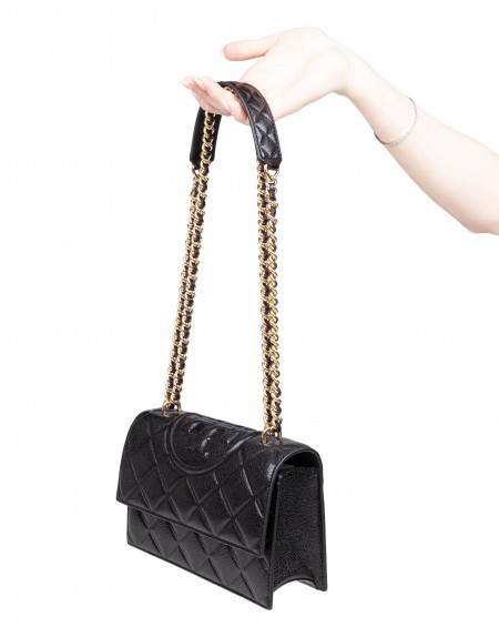TORY BURCH BORSA A TRACOLLA FLEMING SMALL IN PELLE COLORE NERO