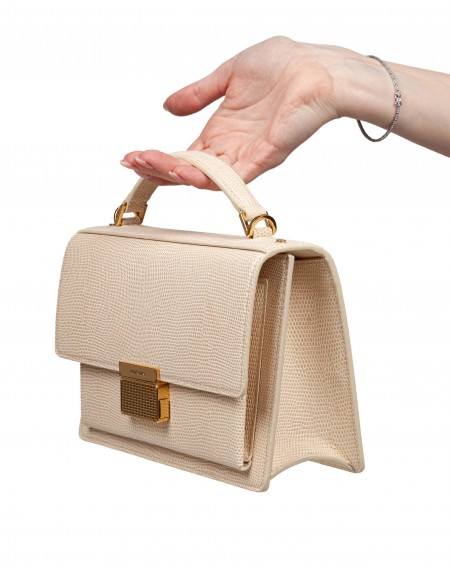 GOLDEN GOOSE BAG VENEZIA TEJUS I LEATHER WITH PYTHON PATTERN COLOR VANILLA