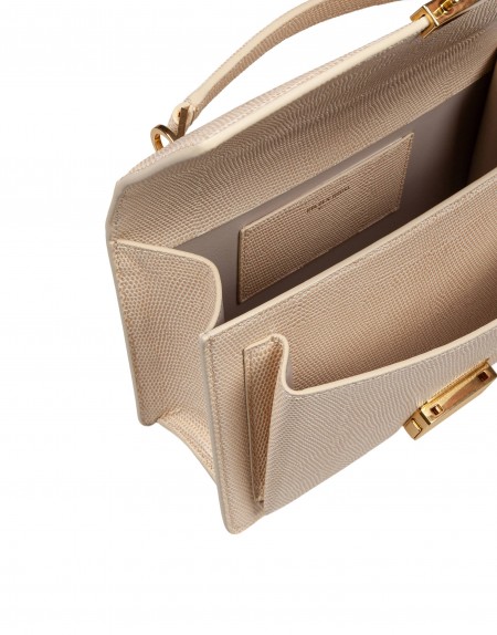 GOLDEN GOOSE BAG VENEZIA TEJUS I LEATHER WITH PYTHON PATTERN COLOR VANILLA