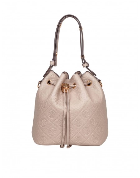TORY BURCH BORSA SECCHIELLO IN PELLE MONOGRAM COLORE ARGILLA