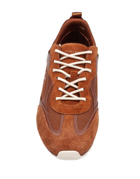 TORY BURCH SNEAKER FIELD IN SUEDE E MESH COLORE COGNAC