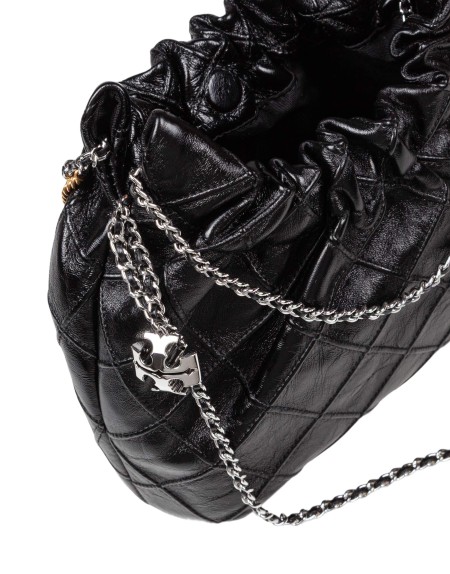 TORY BURCH BORSA HOBO FLEMING MINI IN NAPPA COLORE NERO