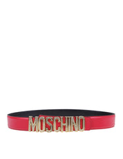 MOSCHINO FUCSIA LEATHER BELT WITH LOGO