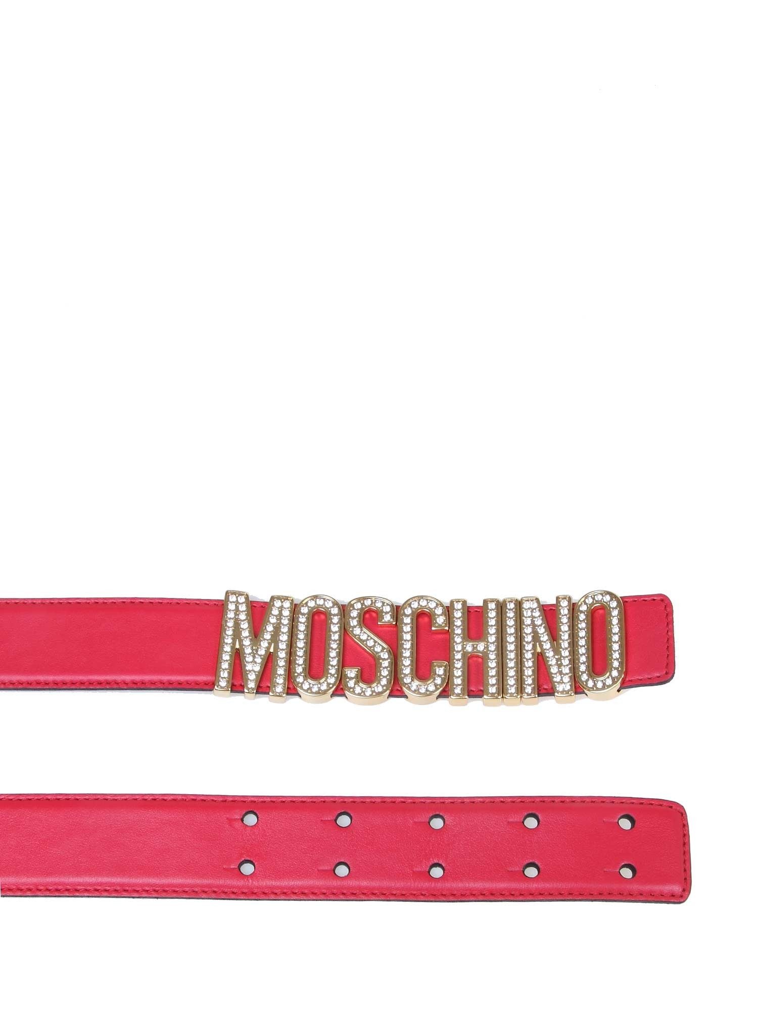 MOSCHINO FUCSIA LEATHER BELT WITH LOGO