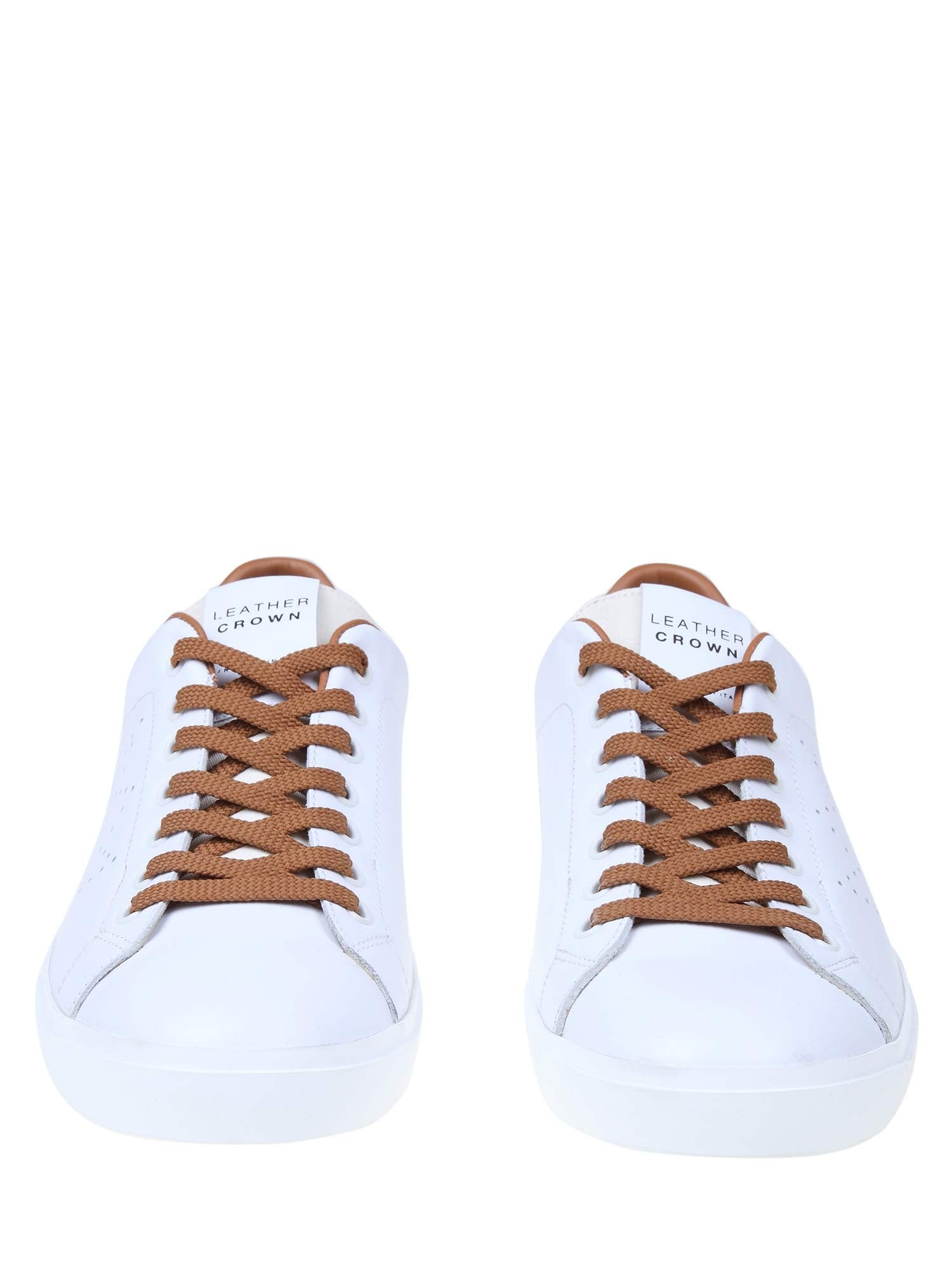 LEATHER CROWN SNEAKERS IN WHITE LEATHER