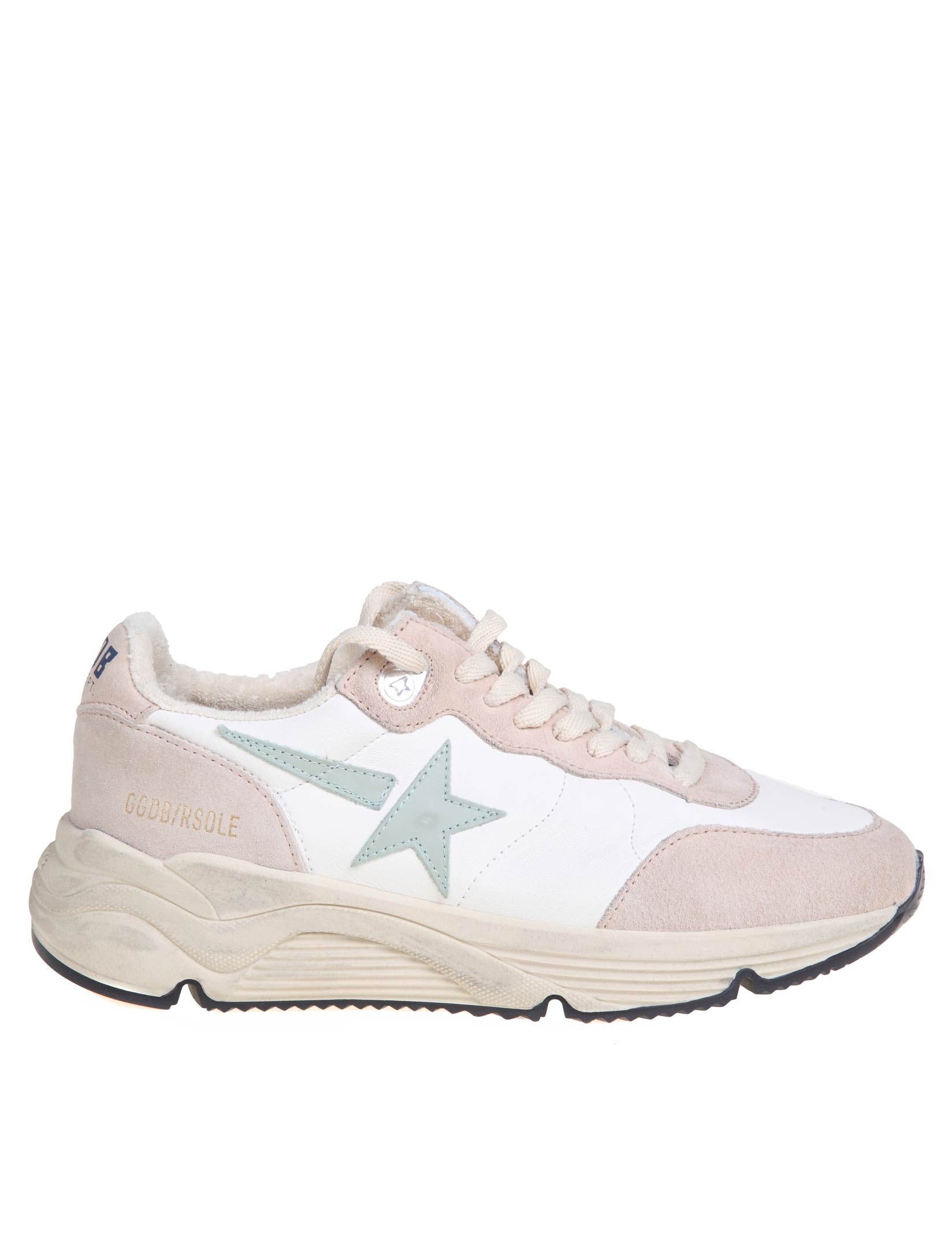 GOLDEN GOOSE SNEAKERS RUNNING SOLE IN PELLE COLORE BIANCO E NUDE