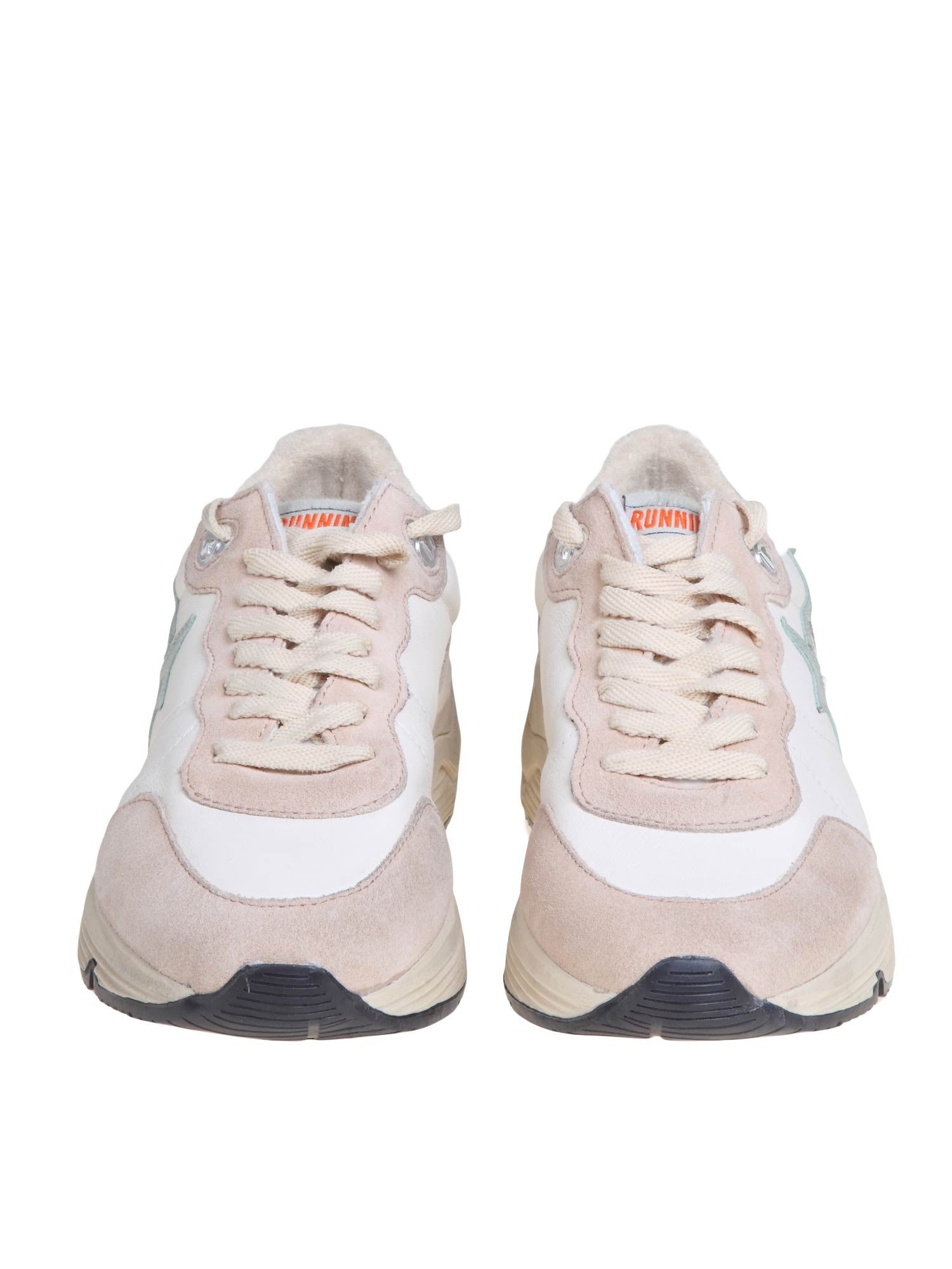 GOLDEN GOOSE SNEAKERS RUNNING SOLE IN PELLE COLORE BIANCO E NUDE