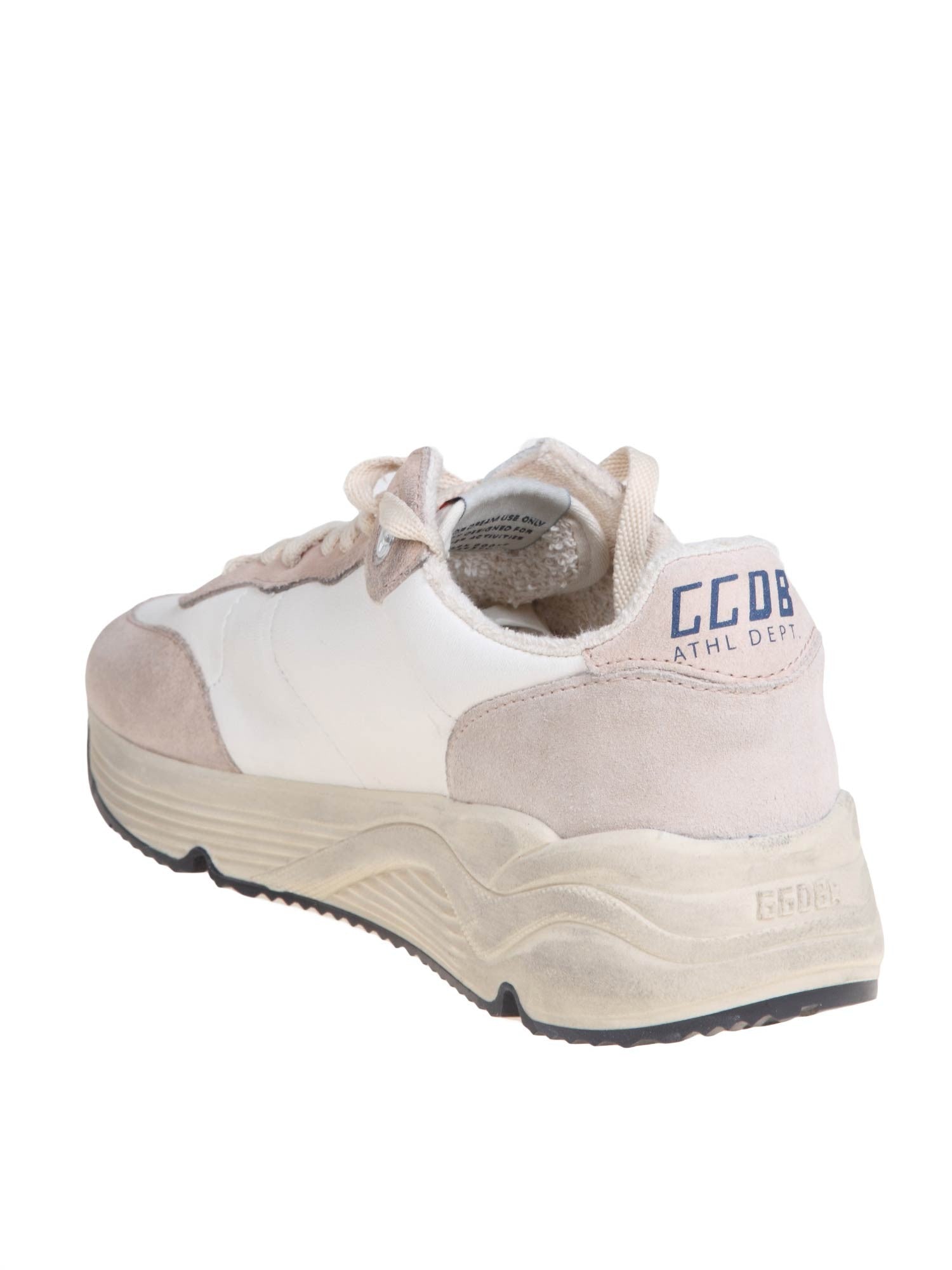 GOLDEN GOOSE SNEAKERS RUNNING SOLE IN PELLE COLORE BIANCO E NUDE