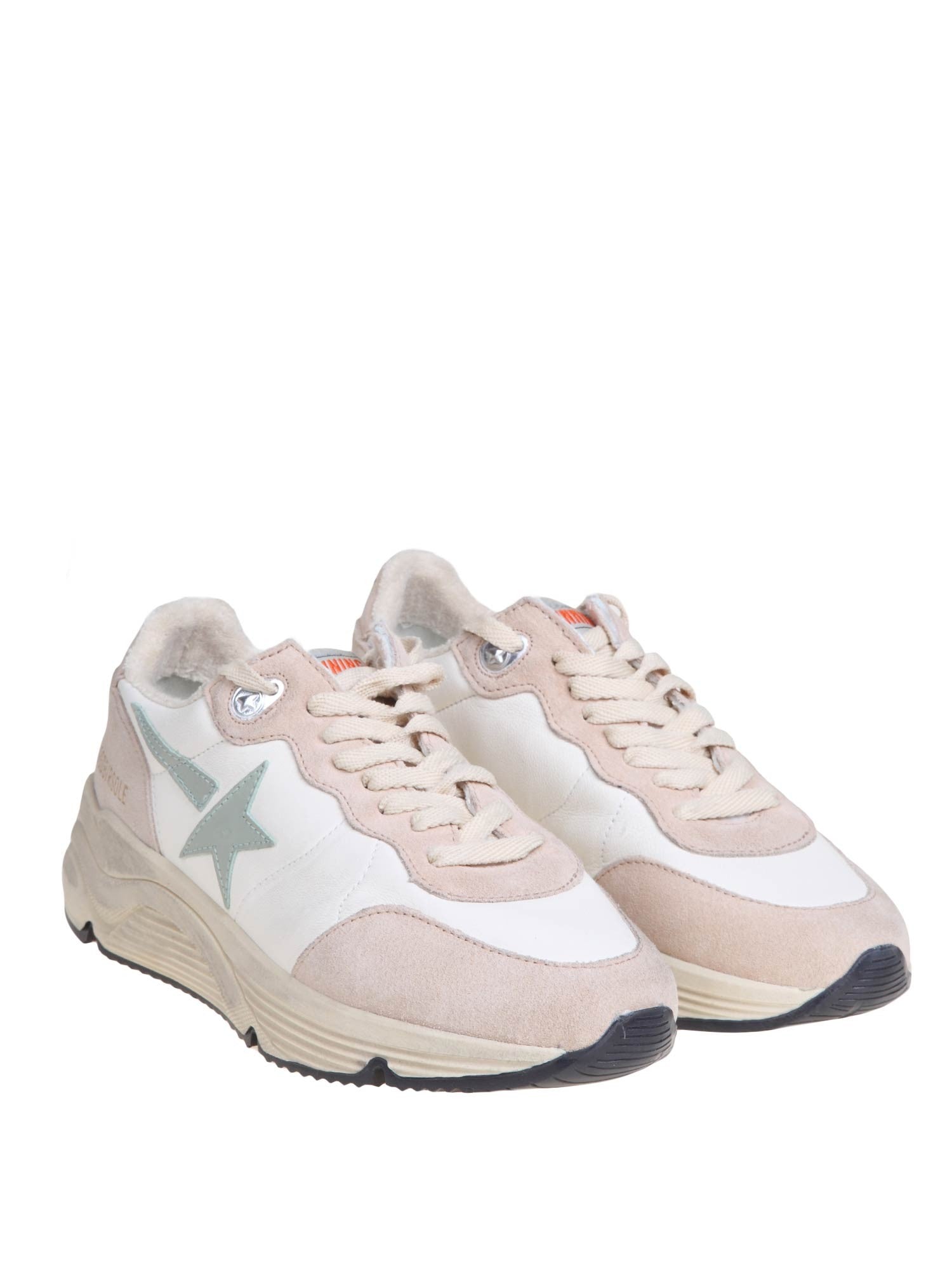 GOLDEN GOOSE SNEAKERS RUNNING SOLE IN PELLE COLORE BIANCO E NUDE