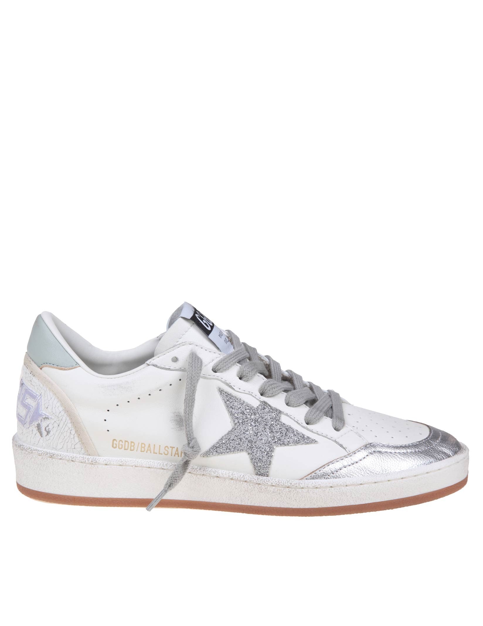 GOLDEN GOOSE BALLSTAR IN PELLE COLORE BIANCO E ARGENTO