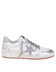 GOLDEN GOOSE BALLSTAR IN PELLE COLORE BIANCO E ARGENTO